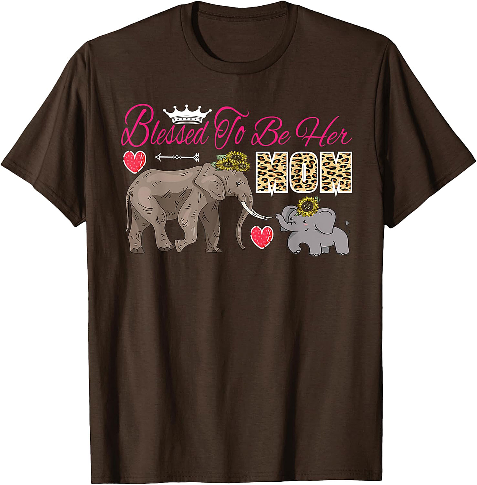 Blessed To Be Her Mom T-Shirt Cute Elephant Motherhood Tee
