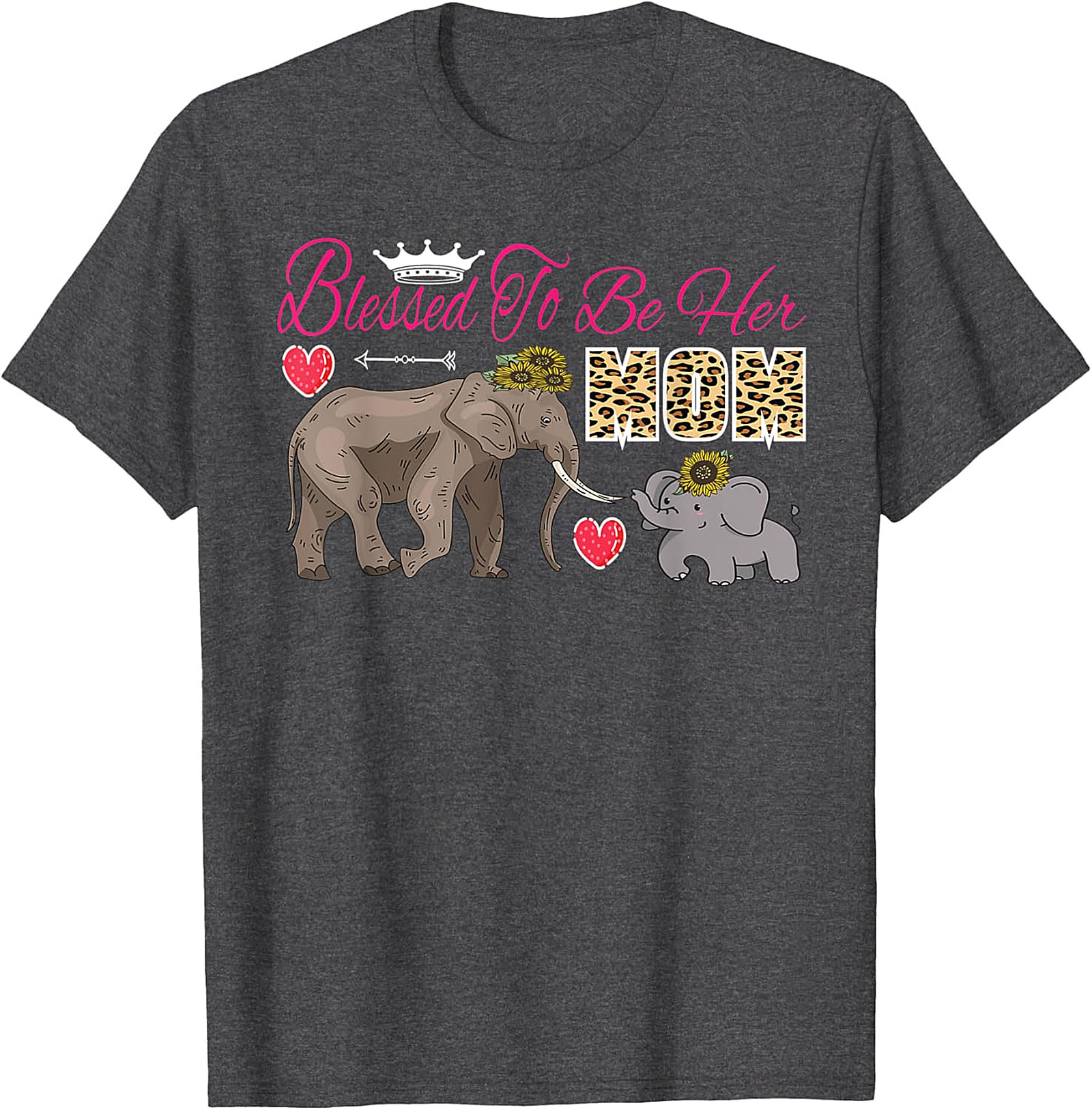 Blessed To Be Her Mom T-Shirt Cute Elephant Motherhood Tee
