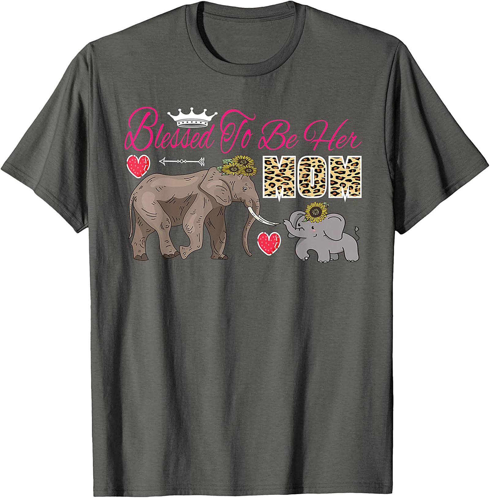Blessed To Be Her Mom T-Shirt Cute Elephant Motherhood Tee