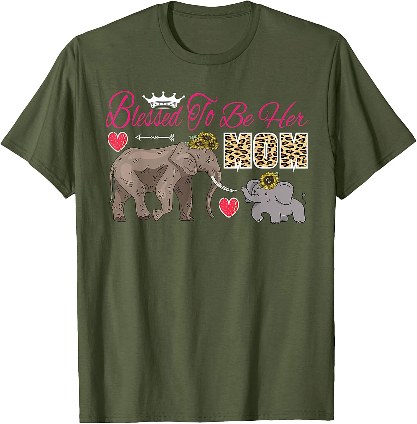 Blessed To Be Her Mom T-Shirt Cute Elephant Motherhood Tee
