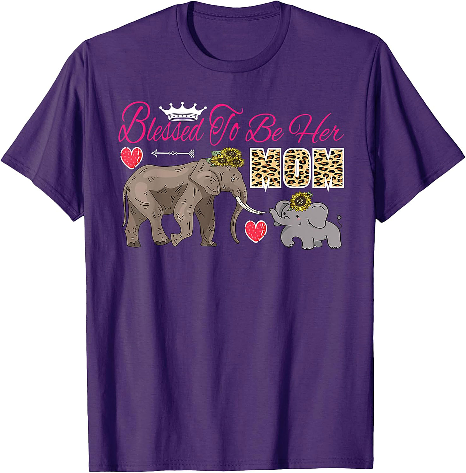 Blessed To Be Her Mom T-Shirt Cute Elephant Motherhood Tee
