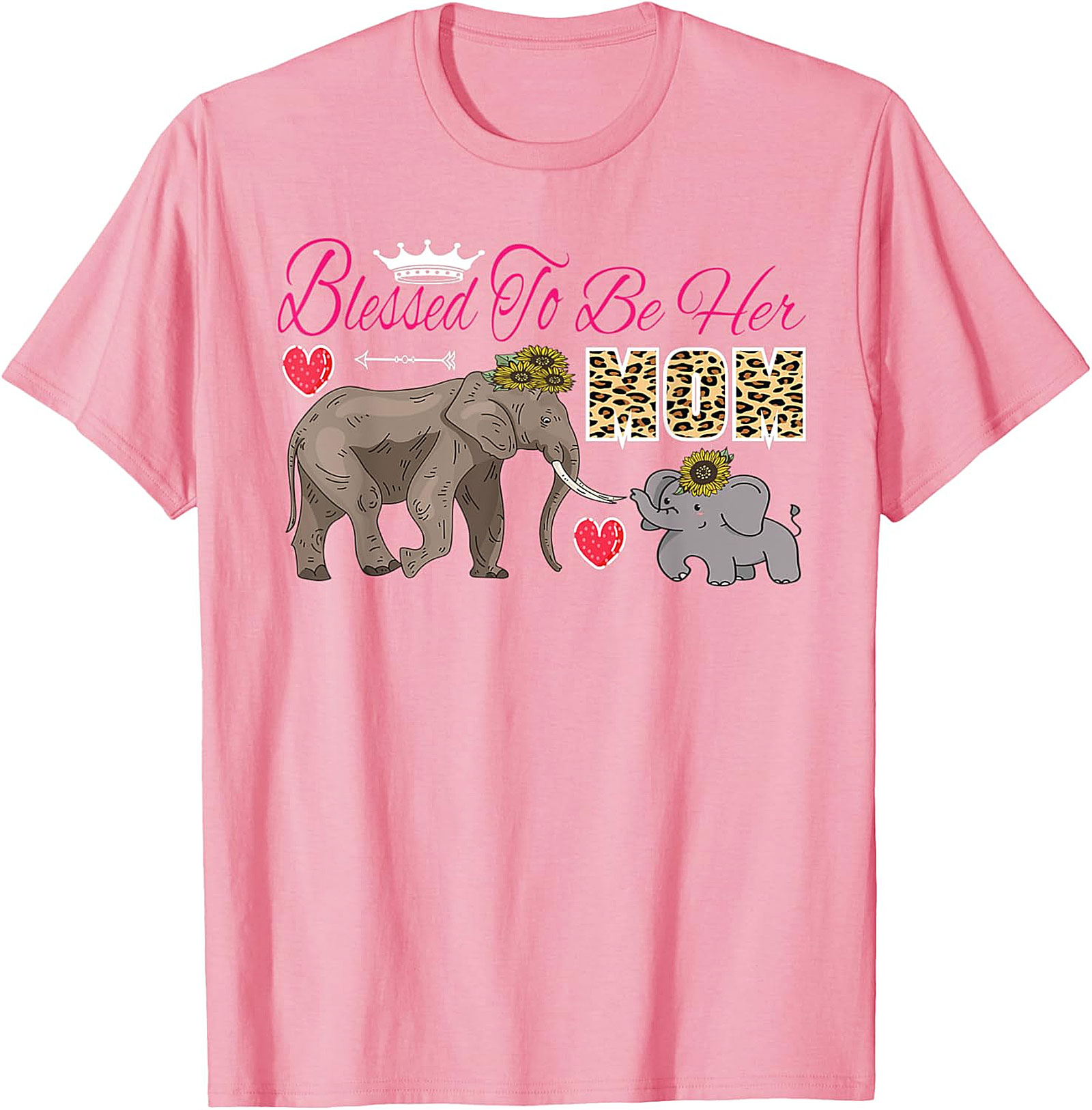 Blessed To Be Her Mom T-Shirt Cute Elephant Motherhood Tee