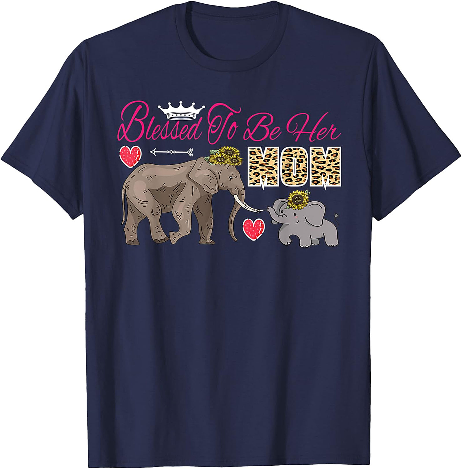 Blessed To Be Her Mom T-Shirt Cute Elephant Motherhood Tee