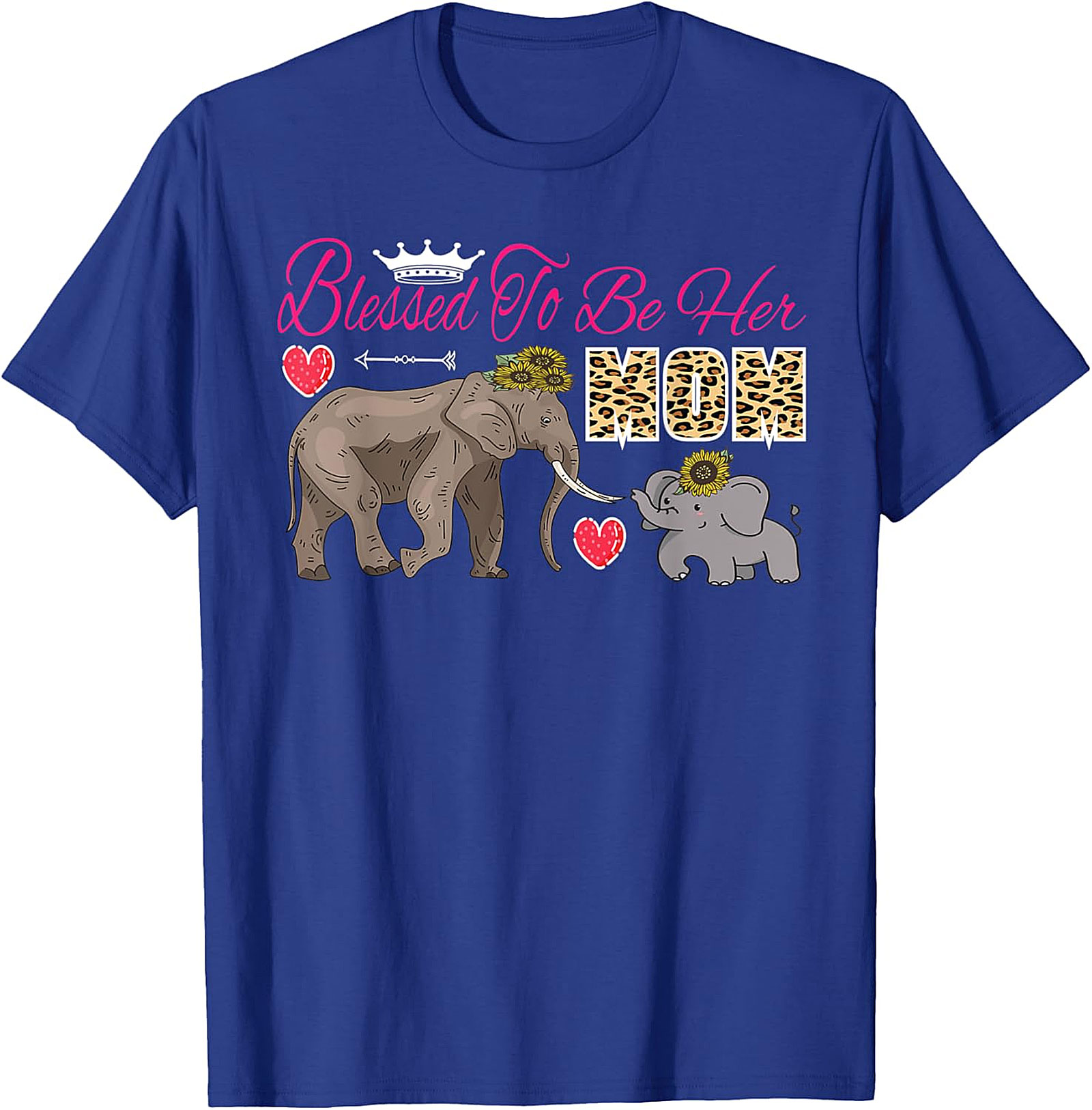 Blessed To Be Her Mom T-Shirt Cute Elephant Motherhood Tee