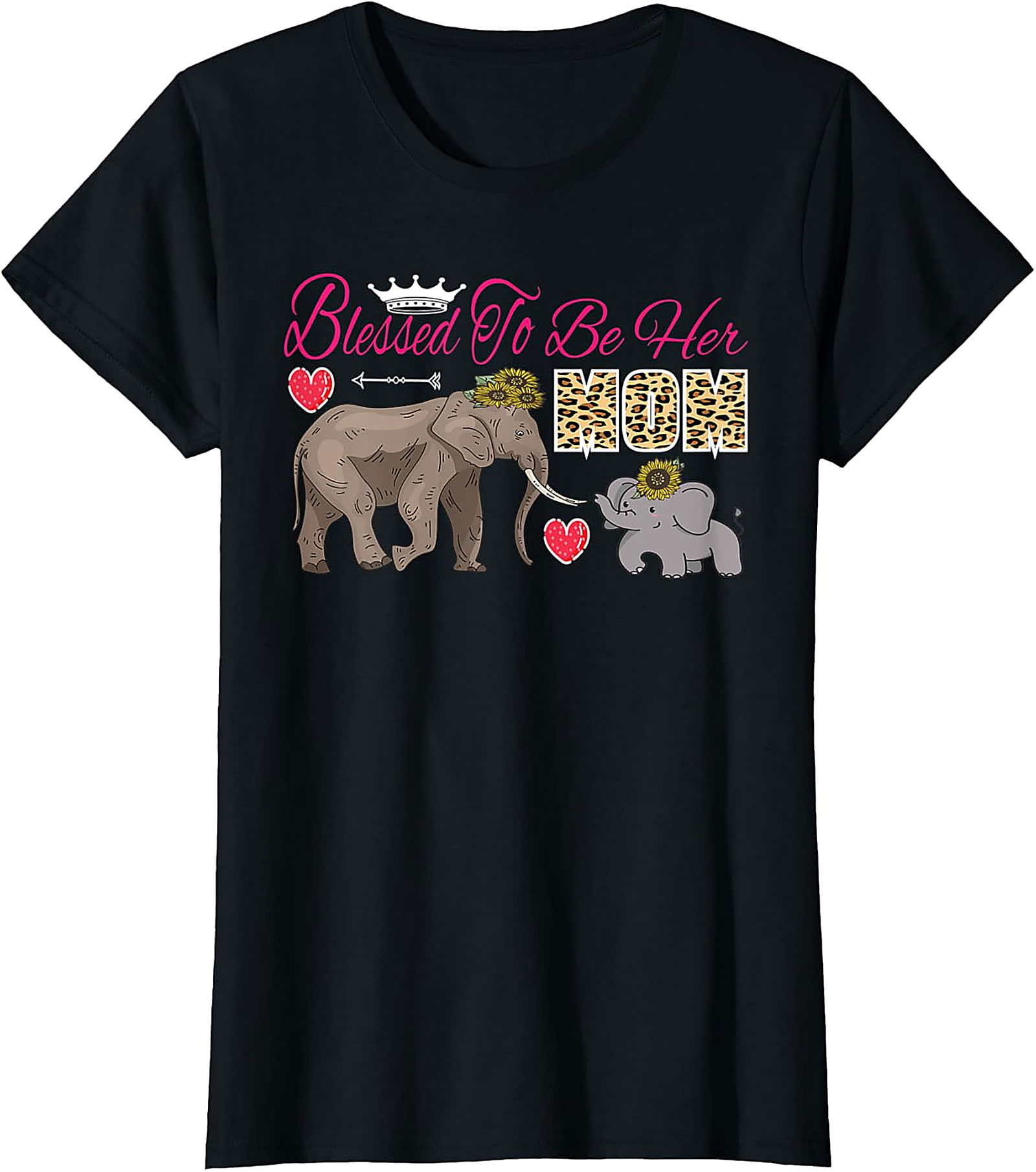 Blessed To Be Her Mom T-Shirt Cute Elephant Motherhood Tee