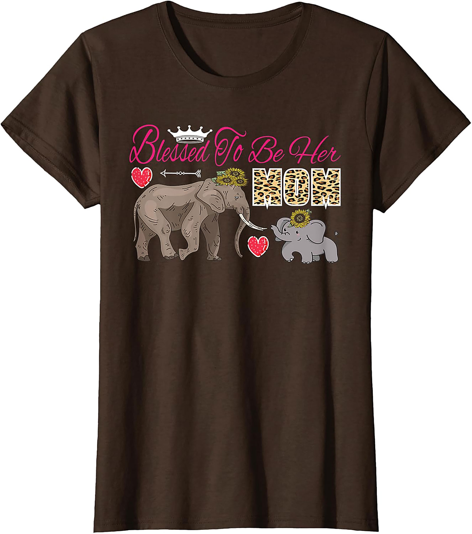 Blessed To Be Her Mom T-Shirt Cute Elephant Motherhood Tee