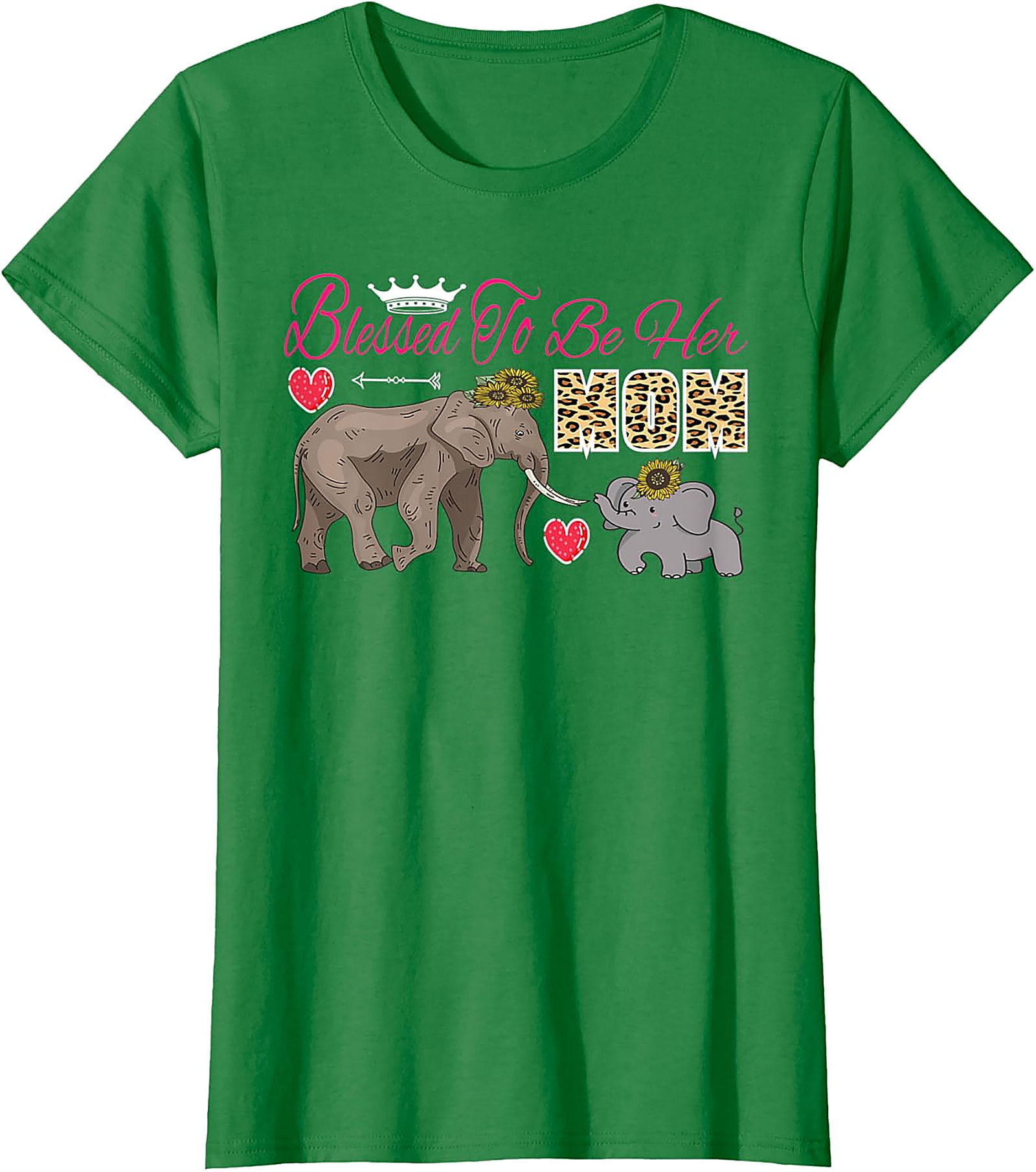 Blessed To Be Her Mom T-Shirt Cute Elephant Motherhood Tee