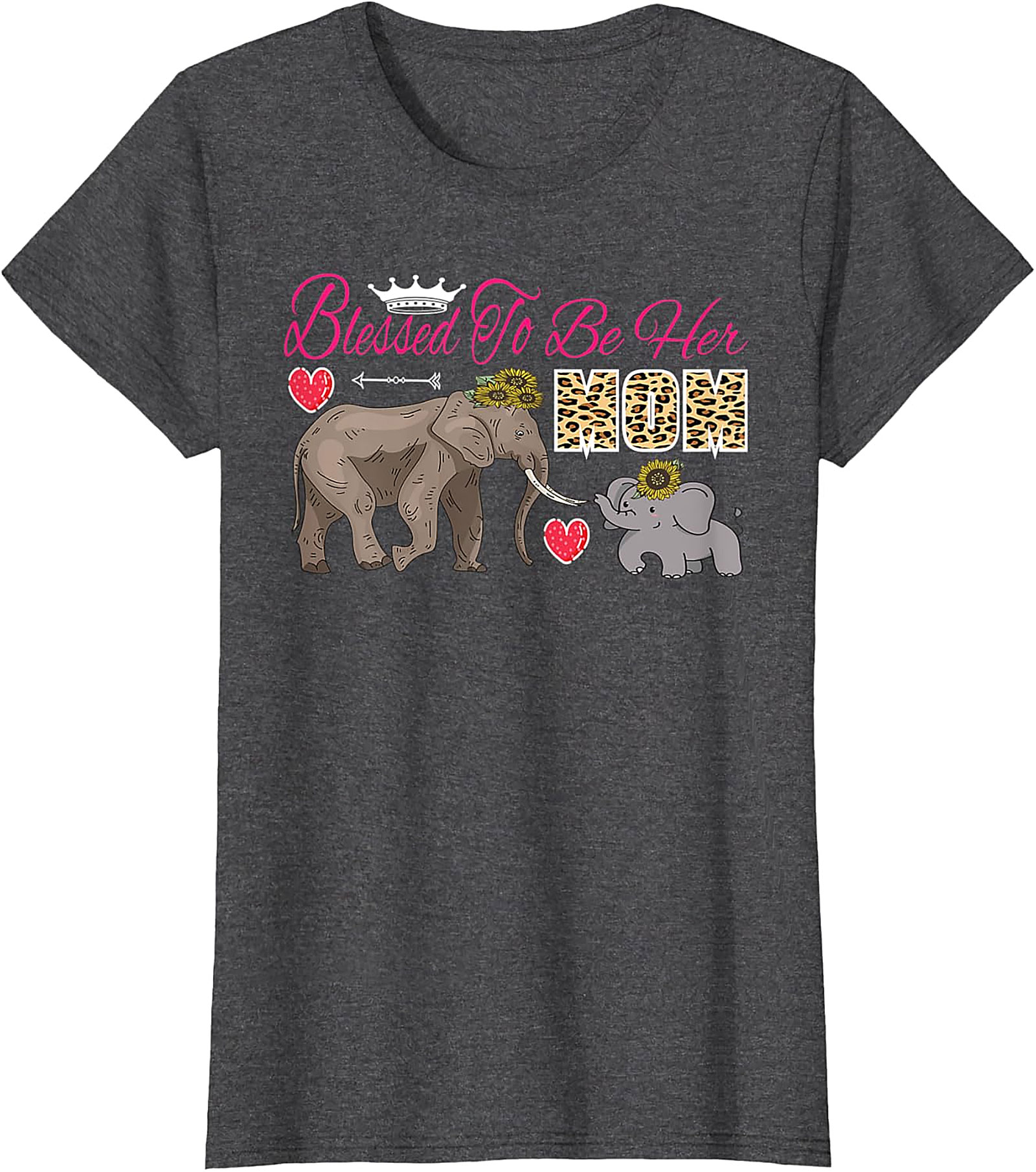 Blessed To Be Her Mom T-Shirt Cute Elephant Motherhood Tee