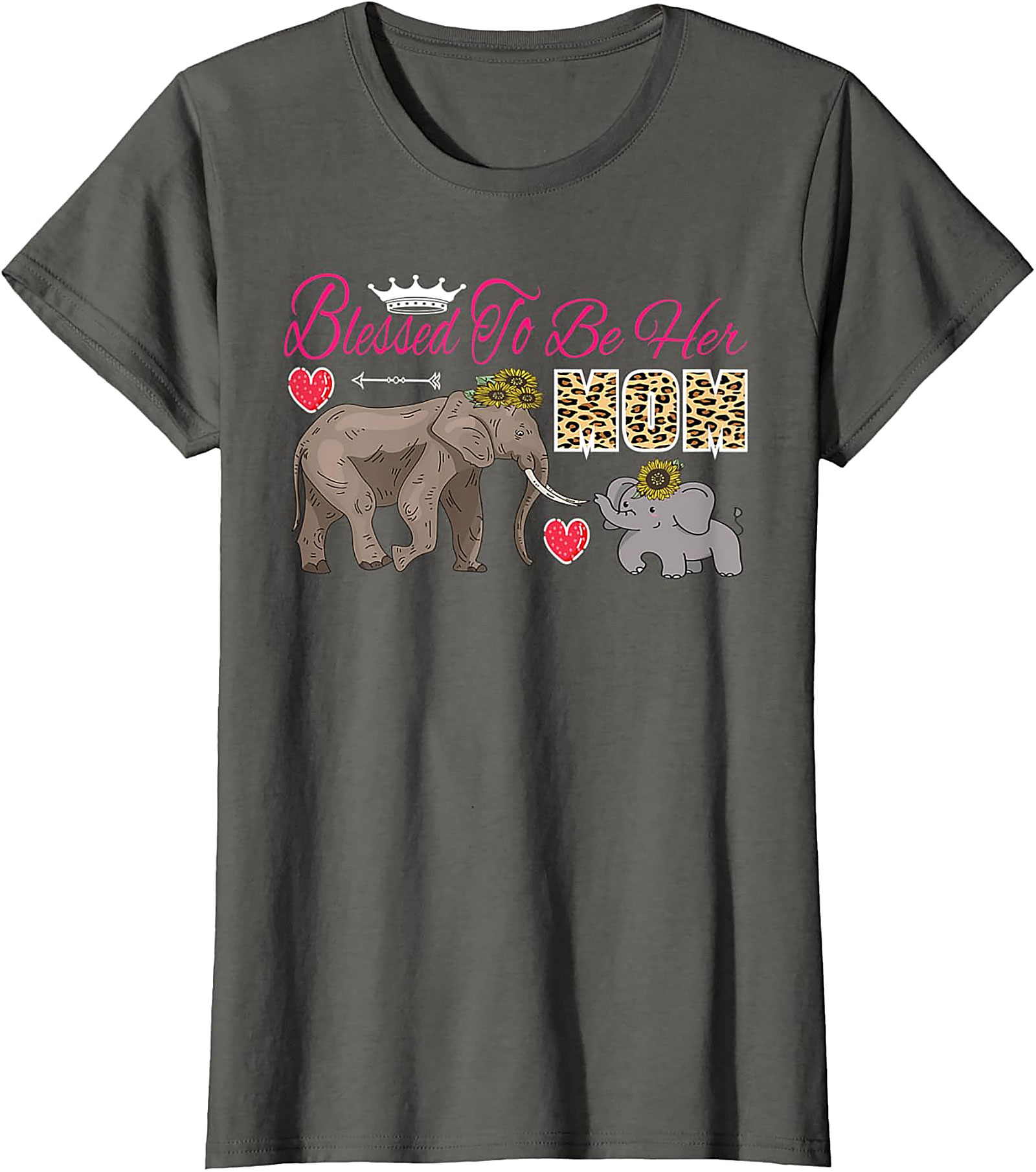 Blessed To Be Her Mom T-Shirt Cute Elephant Motherhood Tee