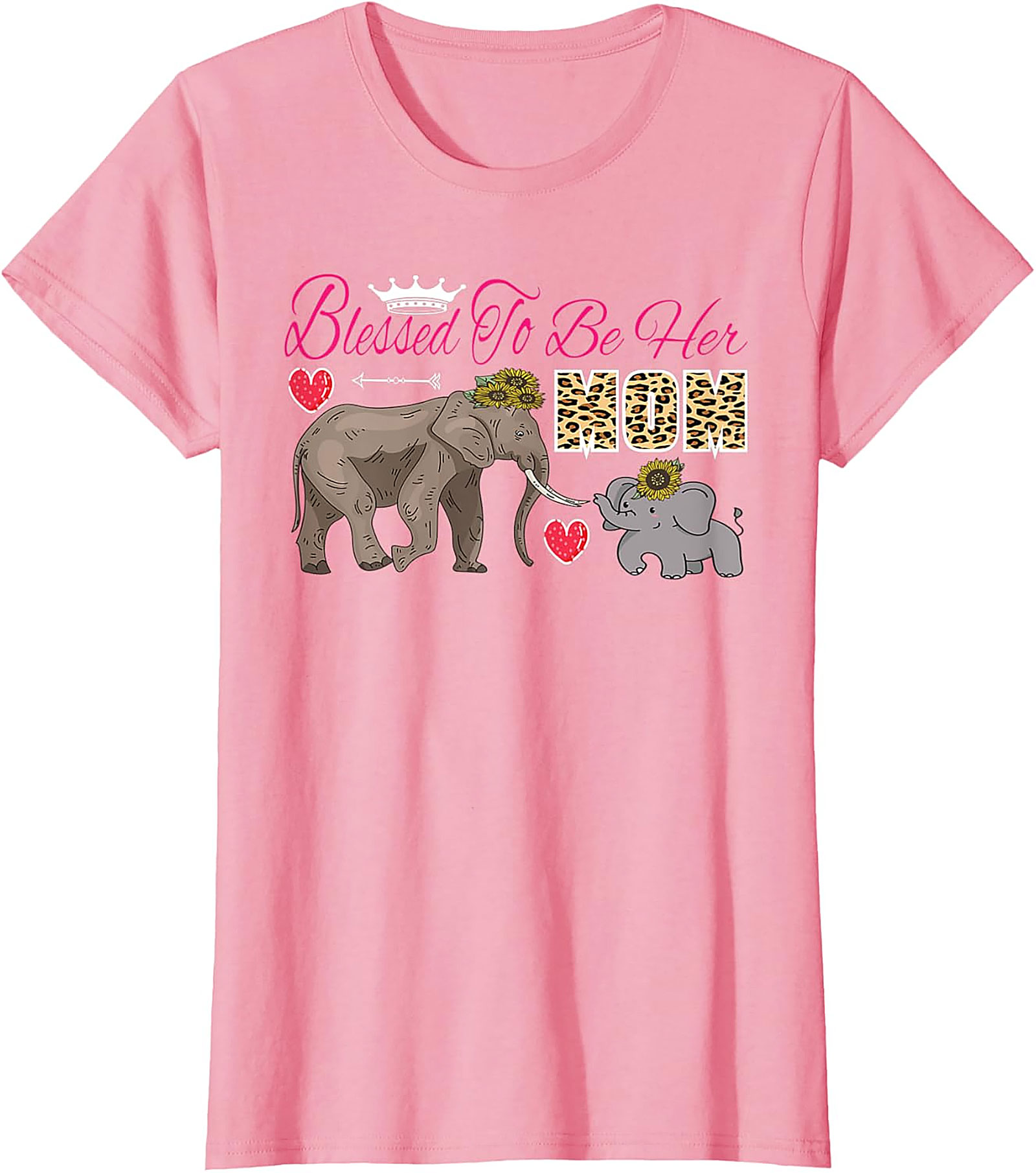 Blessed To Be Her Mom T-Shirt Cute Elephant Motherhood Tee