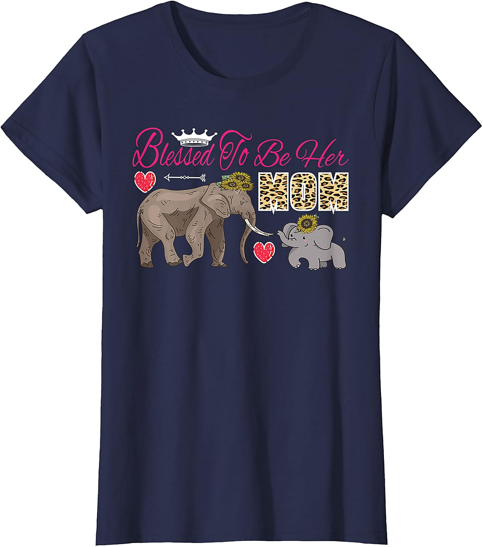 Blessed To Be Her Mom T-Shirt Cute Elephant Motherhood Tee