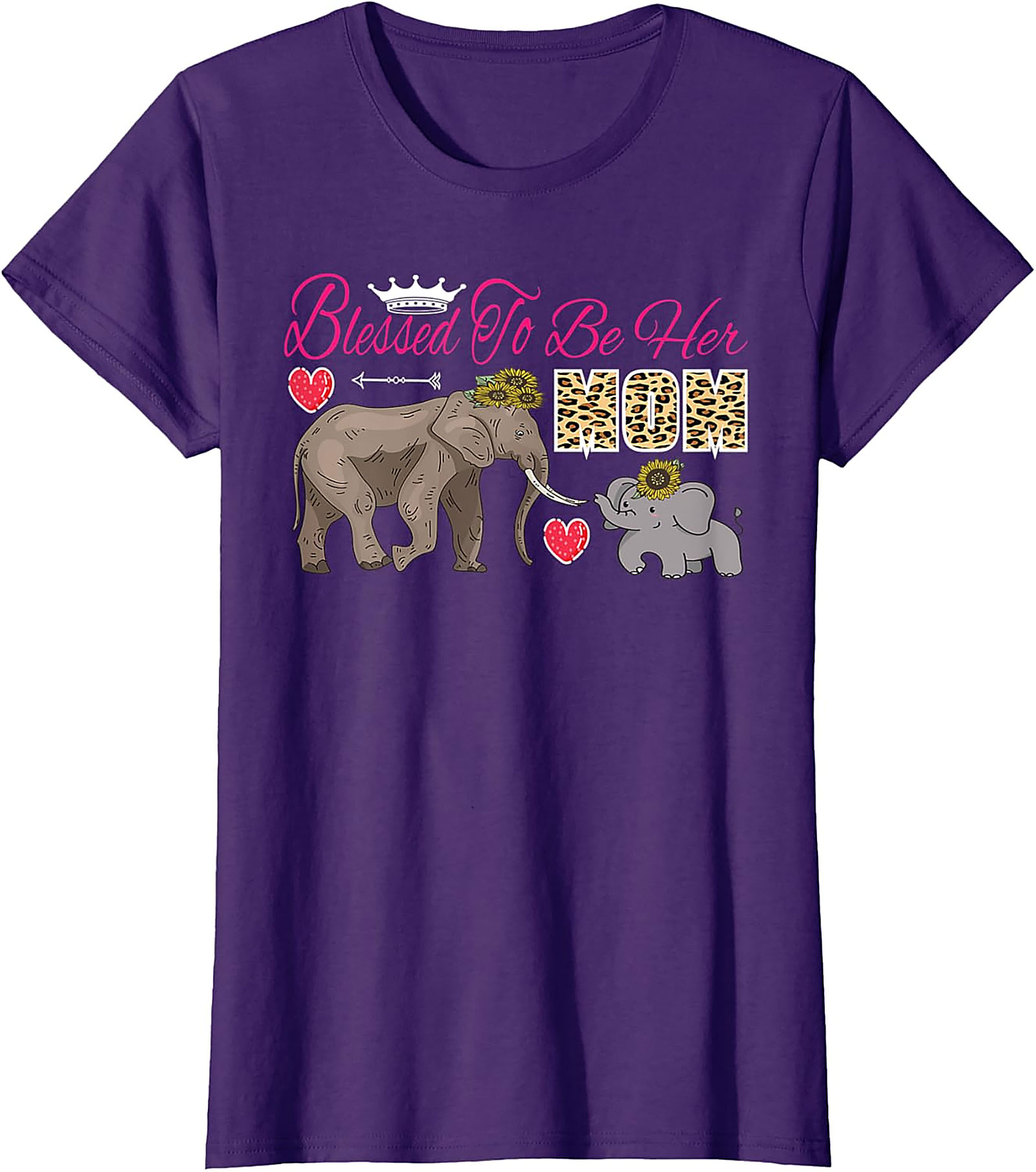 Blessed To Be Her Mom T-Shirt Cute Elephant Motherhood Tee