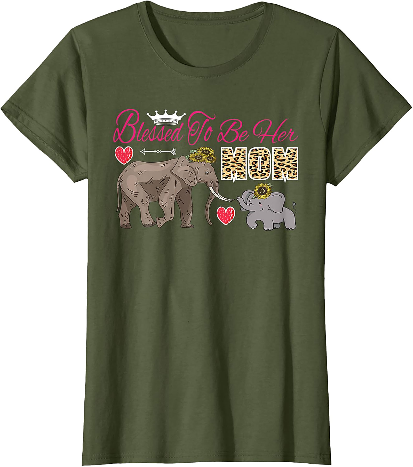 Blessed To Be Her Mom T-Shirt Cute Elephant Motherhood Tee