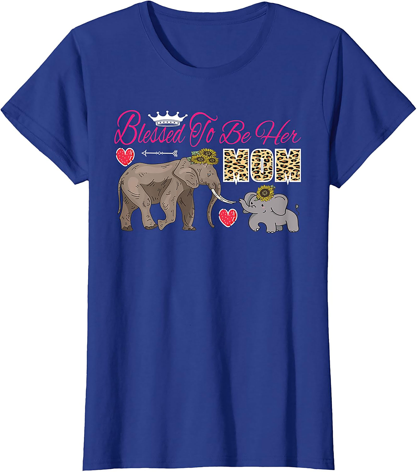 Blessed To Be Her Mom T-Shirt Cute Elephant Motherhood Tee