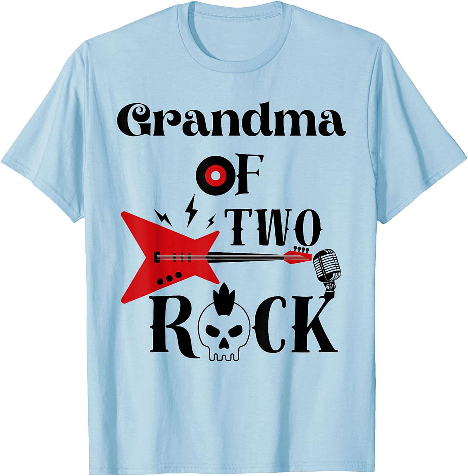 Grandma of Two Rock T-shirt | Cool Rocker Grandma Graphic Tee
