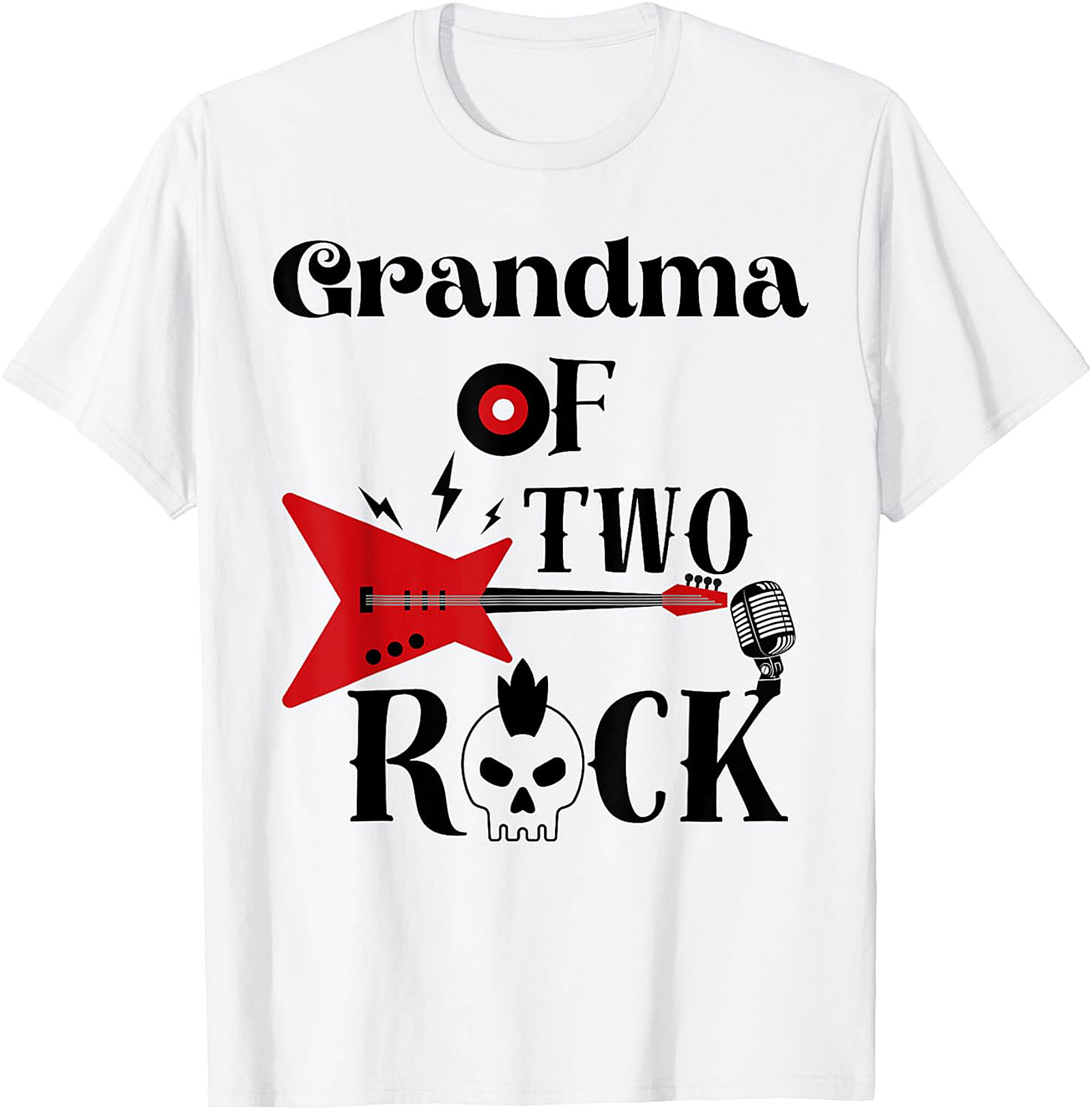 Grandma of Two Rock T-shirt | Cool Rocker Grandma Graphic Tee