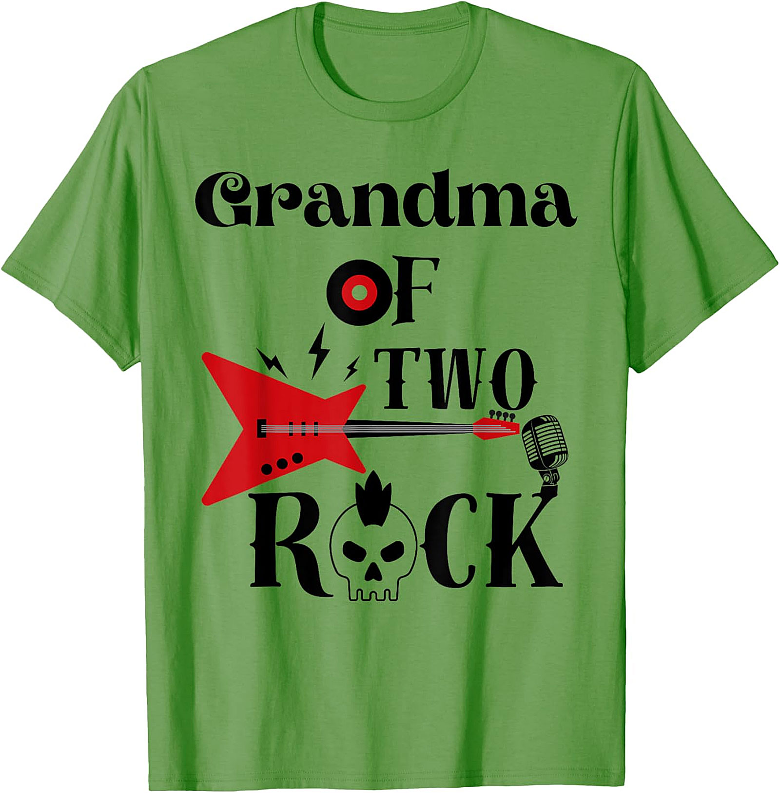 Grandma of Two Rock T-shirt | Cool Rocker Grandma Graphic Tee