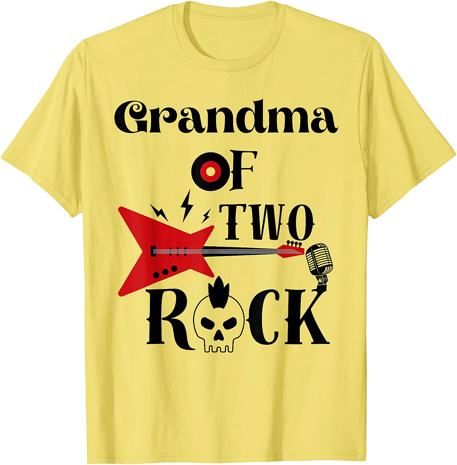 Grandma of Two Rock T-shirt | Cool Rocker Grandma Graphic Tee