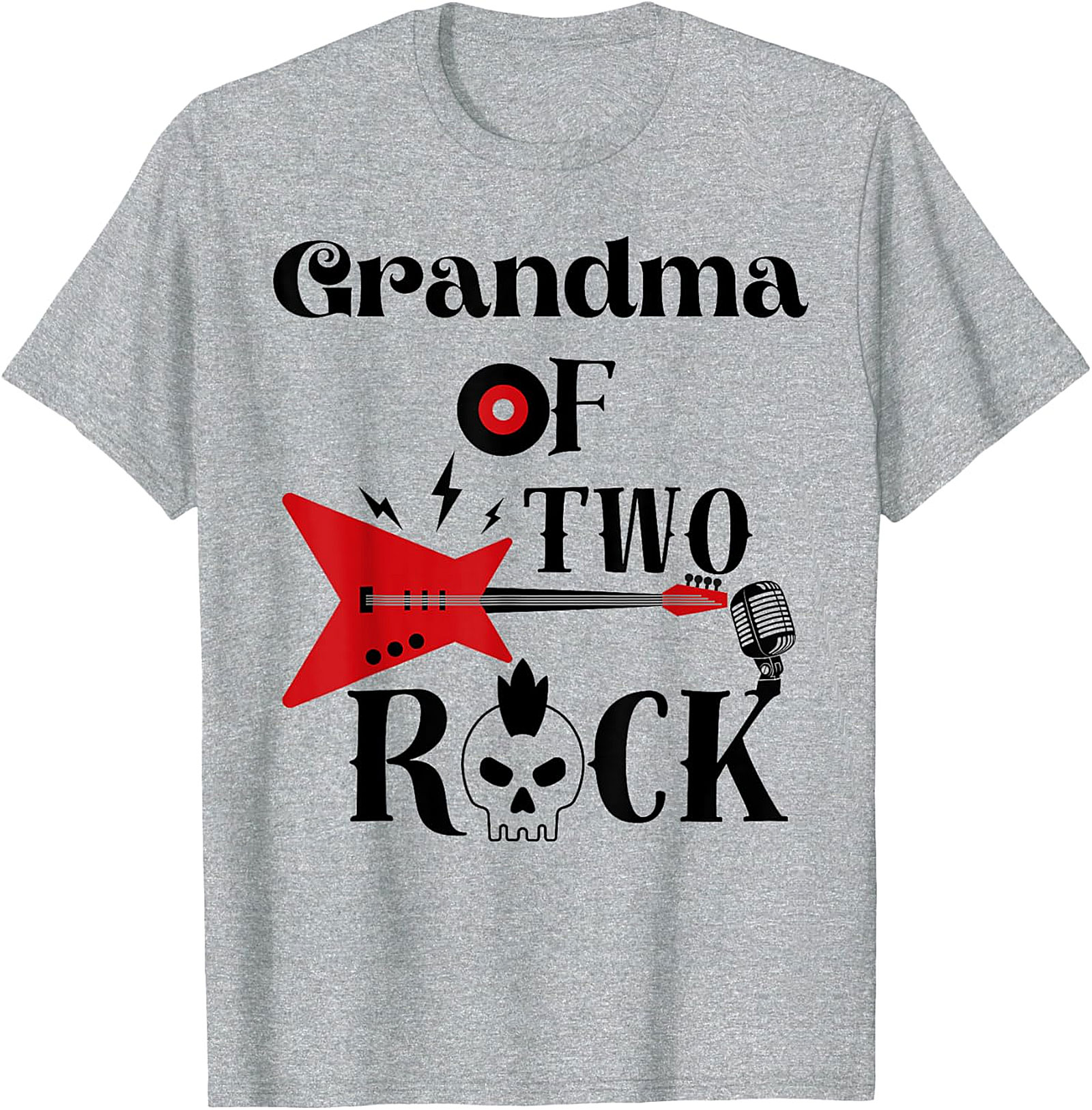 Grandma of Two Rock T-shirt | Cool Rocker Grandma Graphic Tee