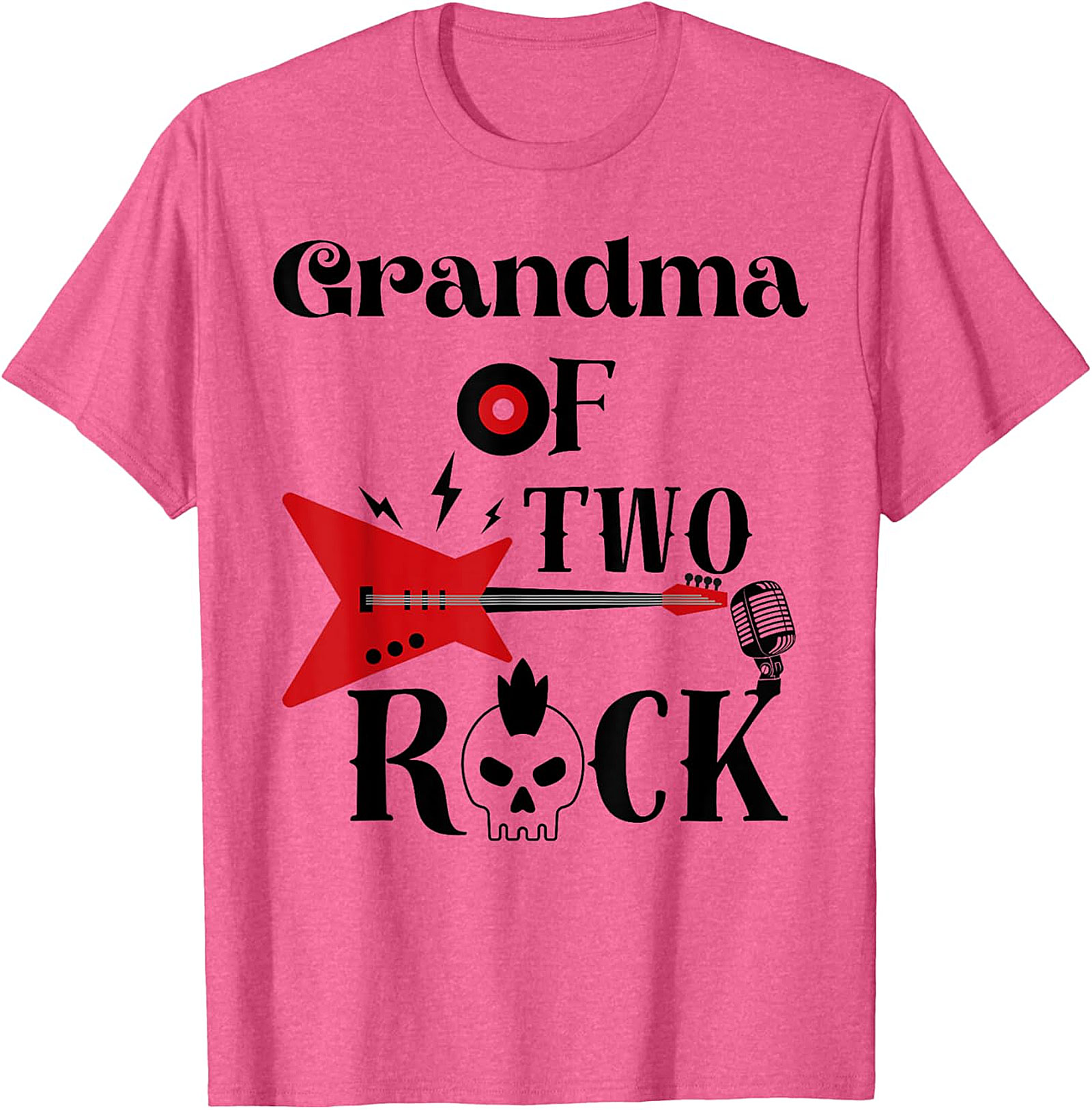 Grandma of Two Rock T-shirt | Cool Rocker Grandma Graphic Tee