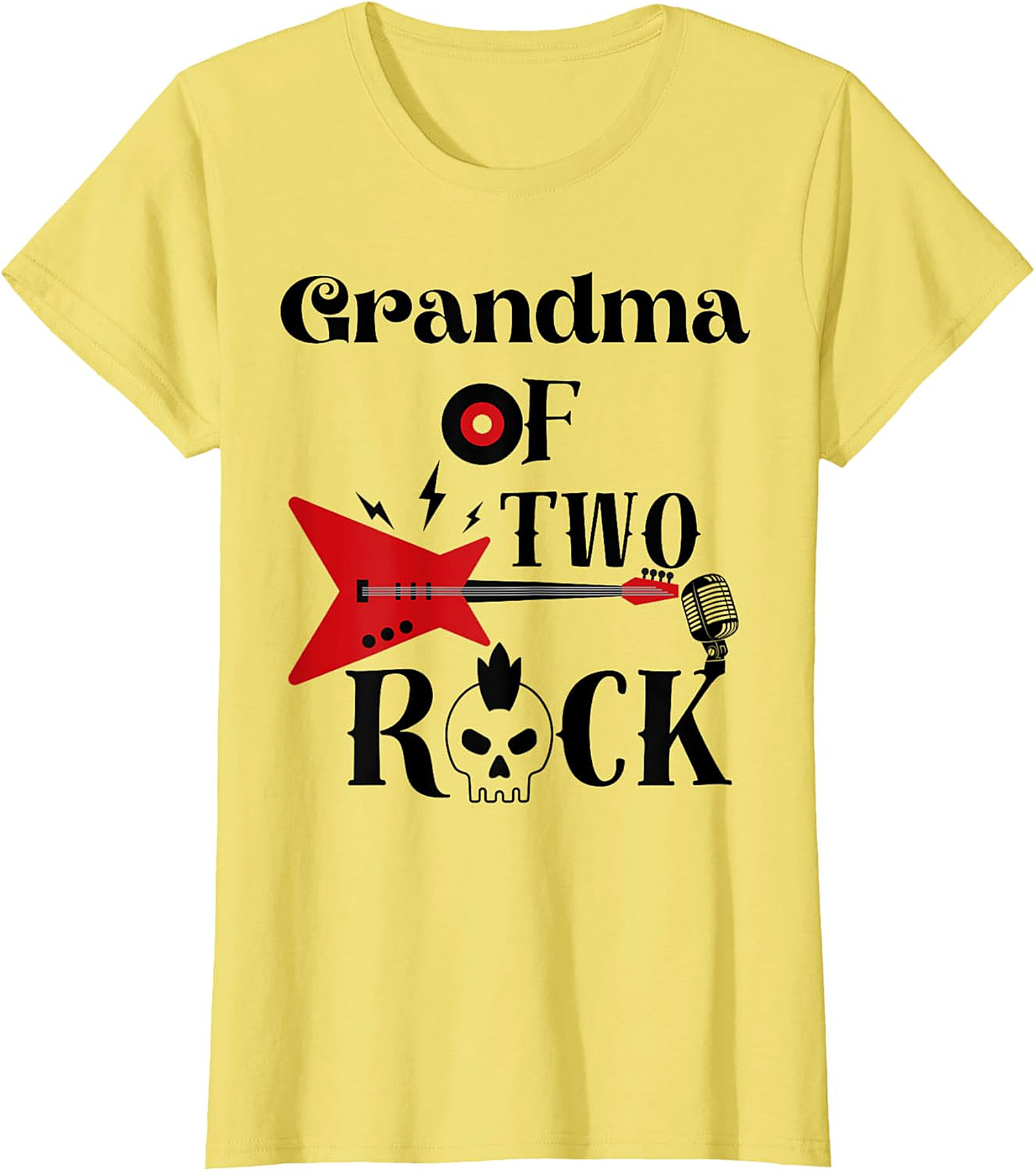 Grandma of Two Rock T-shirt | Cool Rocker Grandma Graphic Tee