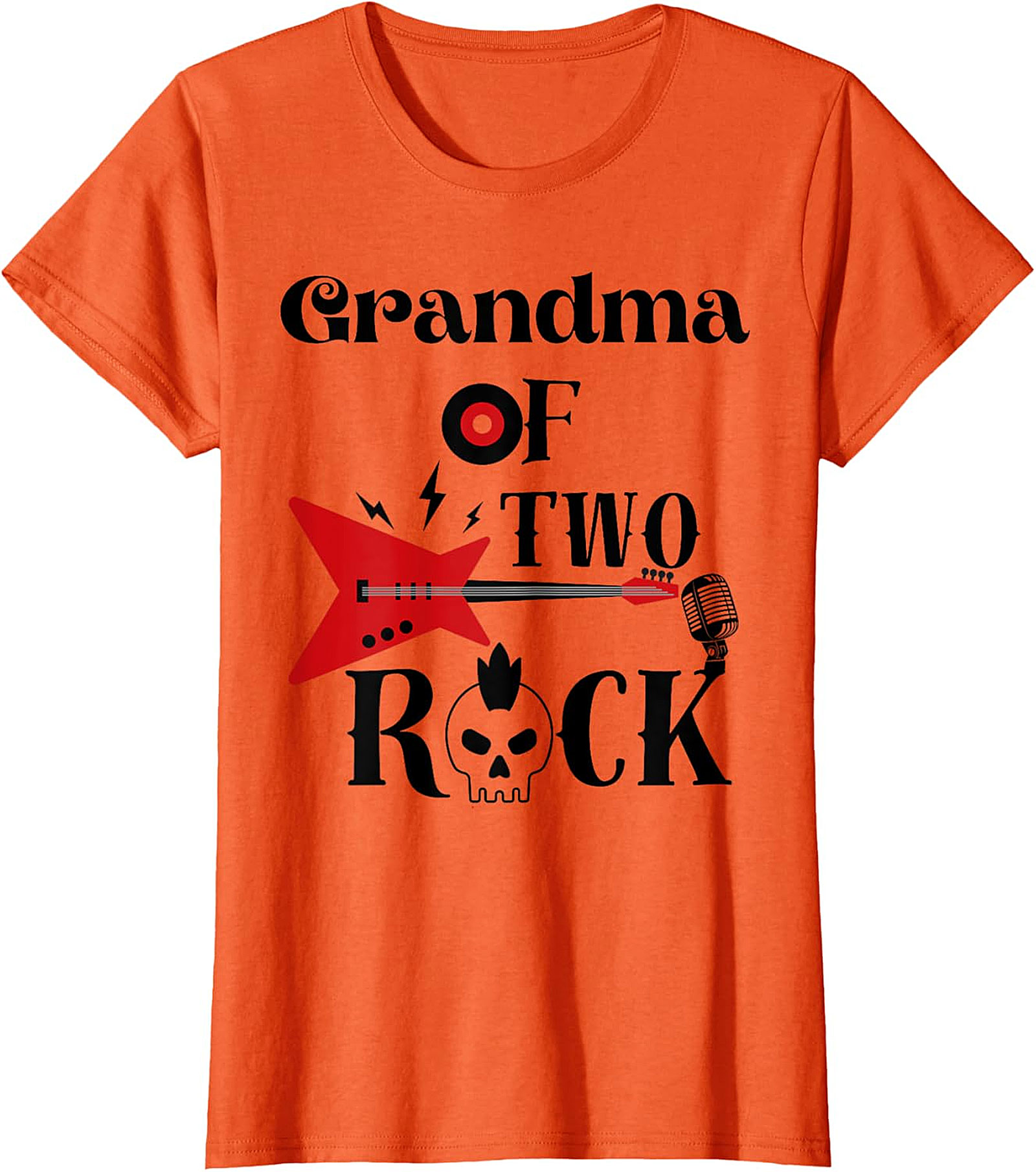 Grandma of Two Rock T-shirt | Cool Rocker Grandma Graphic Tee