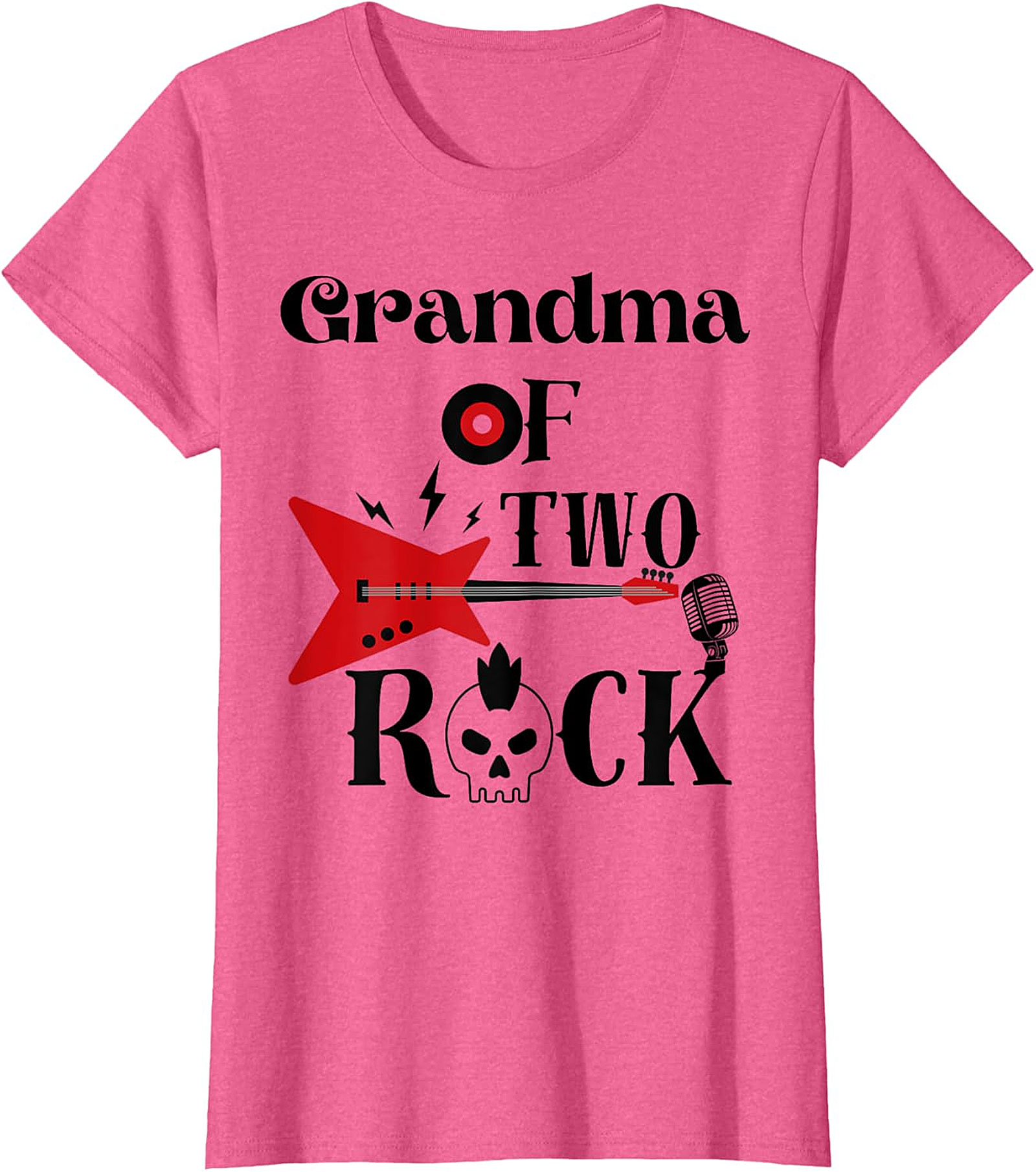 Grandma of Two Rock T-shirt | Cool Rocker Grandma Graphic Tee