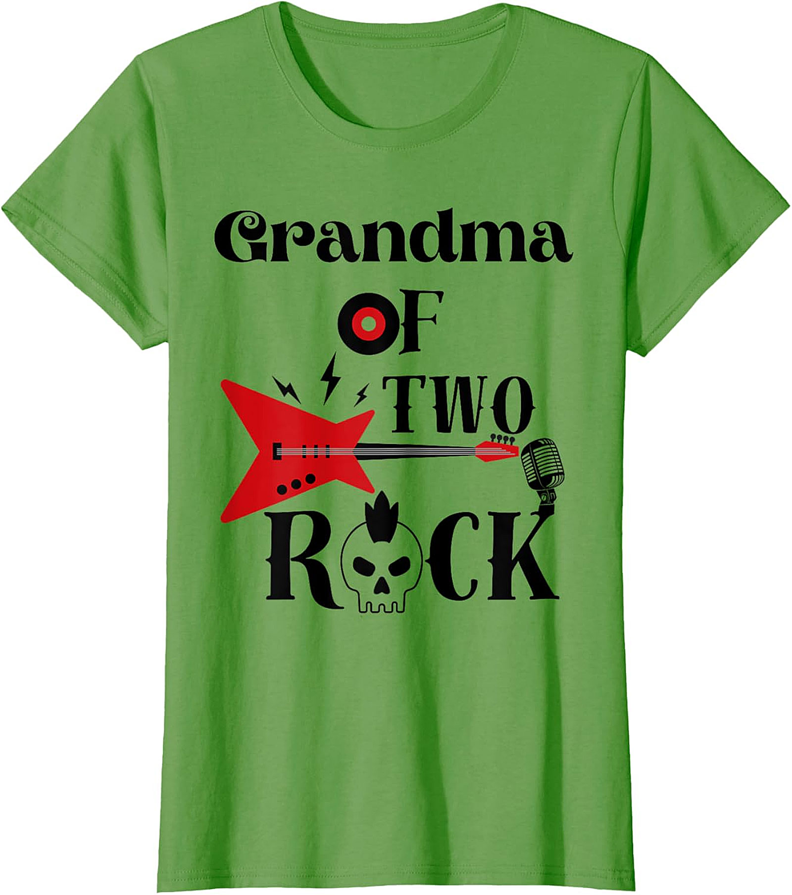 Grandma of Two Rock T-shirt | Cool Rocker Grandma Graphic Tee