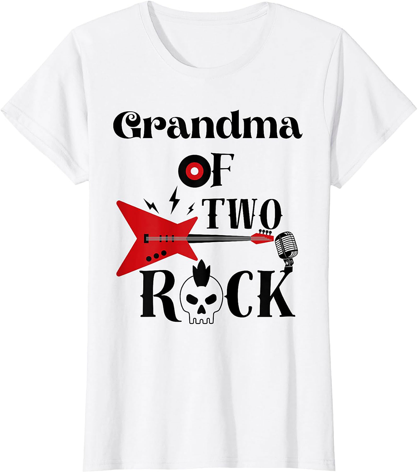 Grandma of Two Rock T-shirt | Cool Rocker Grandma Graphic Tee