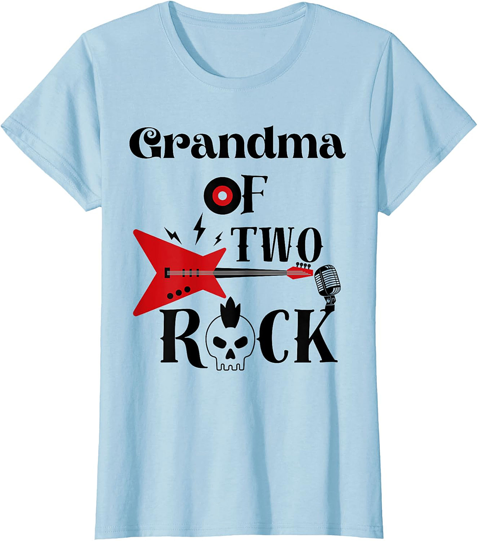 Grandma of Two Rock T-shirt | Cool Rocker Grandma Graphic Tee