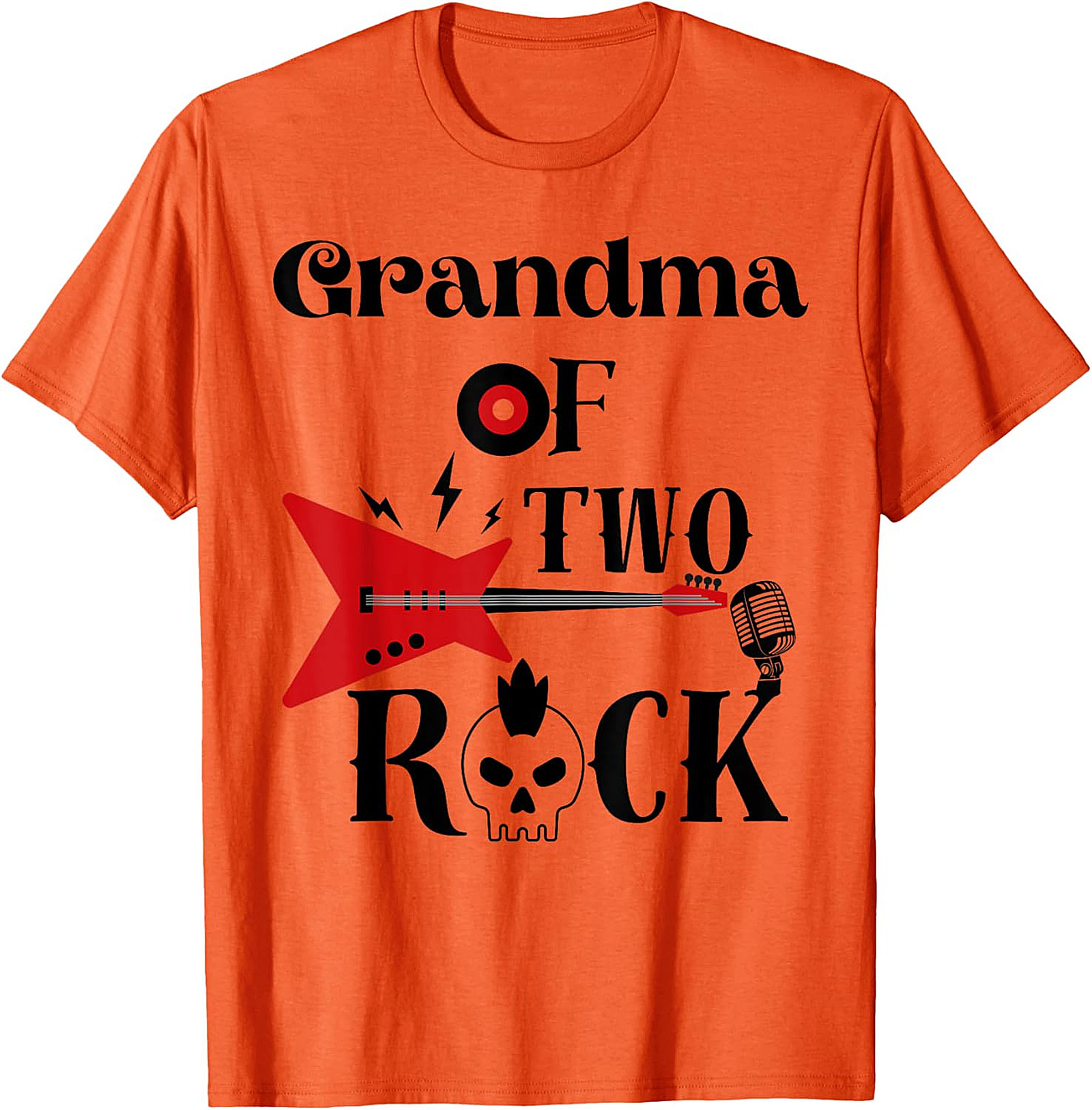 Grandma of Two Rock T-shirt | Cool Rocker Grandma Graphic Tee