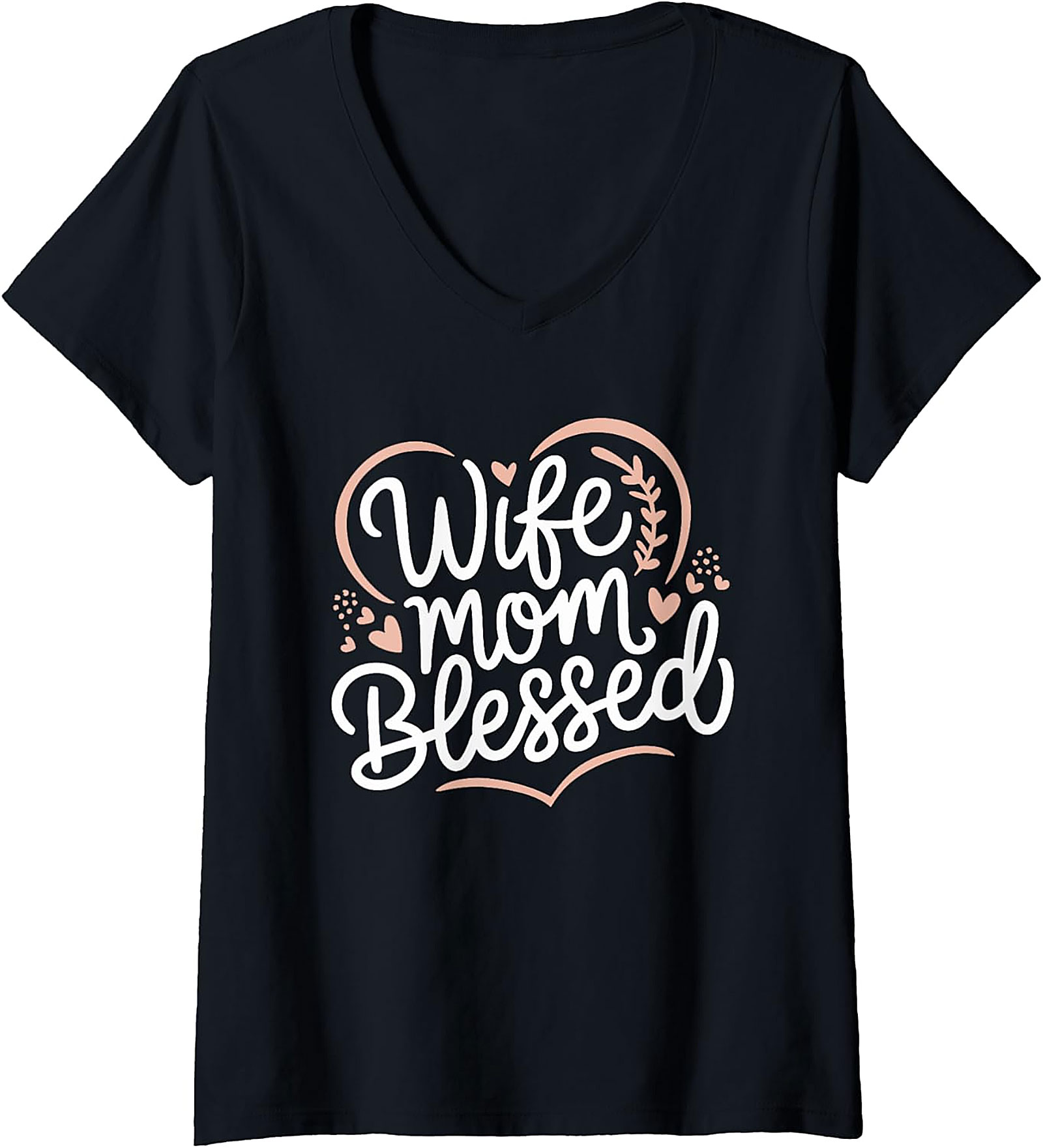 Wife Mom Blessed T-Shirt | Heart Graphic Tee for Women