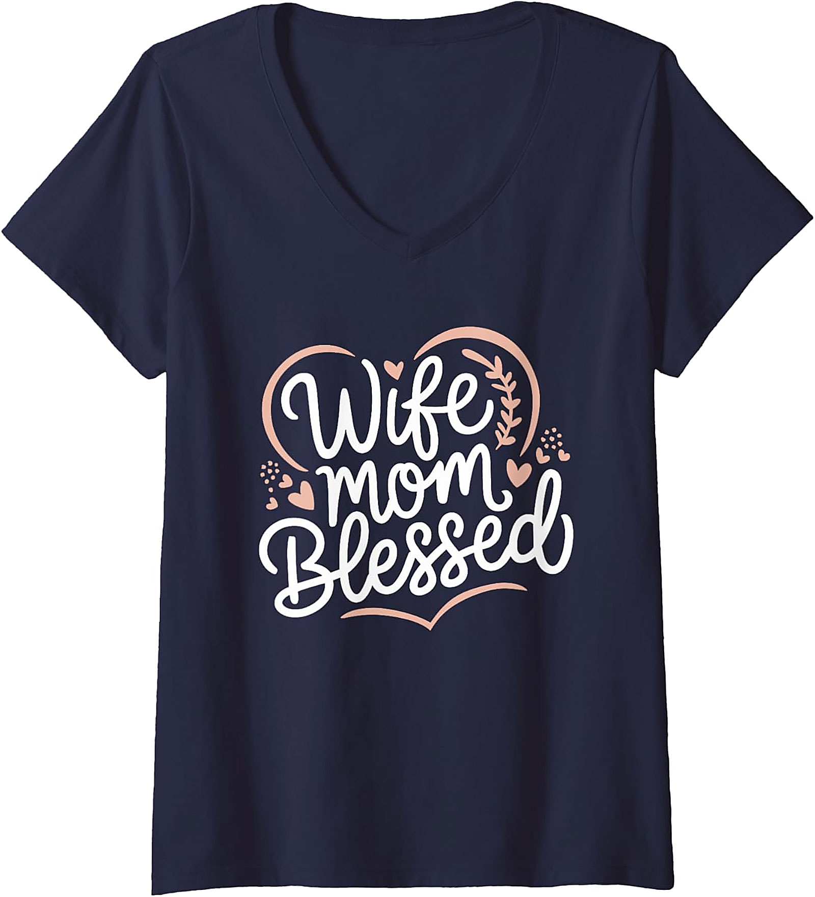 Wife Mom Blessed T-Shirt | Heart Graphic Tee for Women