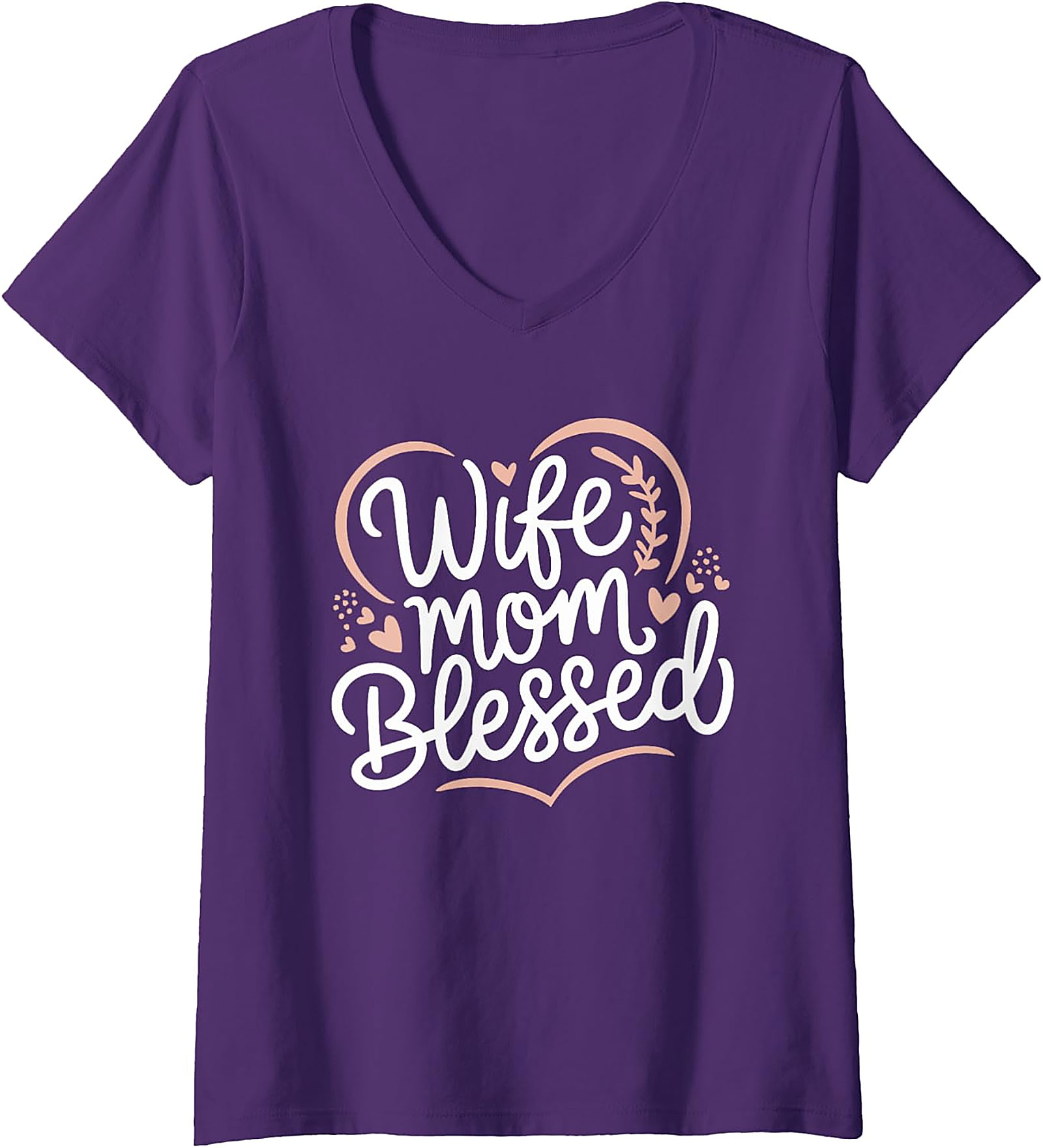 Wife Mom Blessed T-Shirt | Heart Graphic Tee for Women