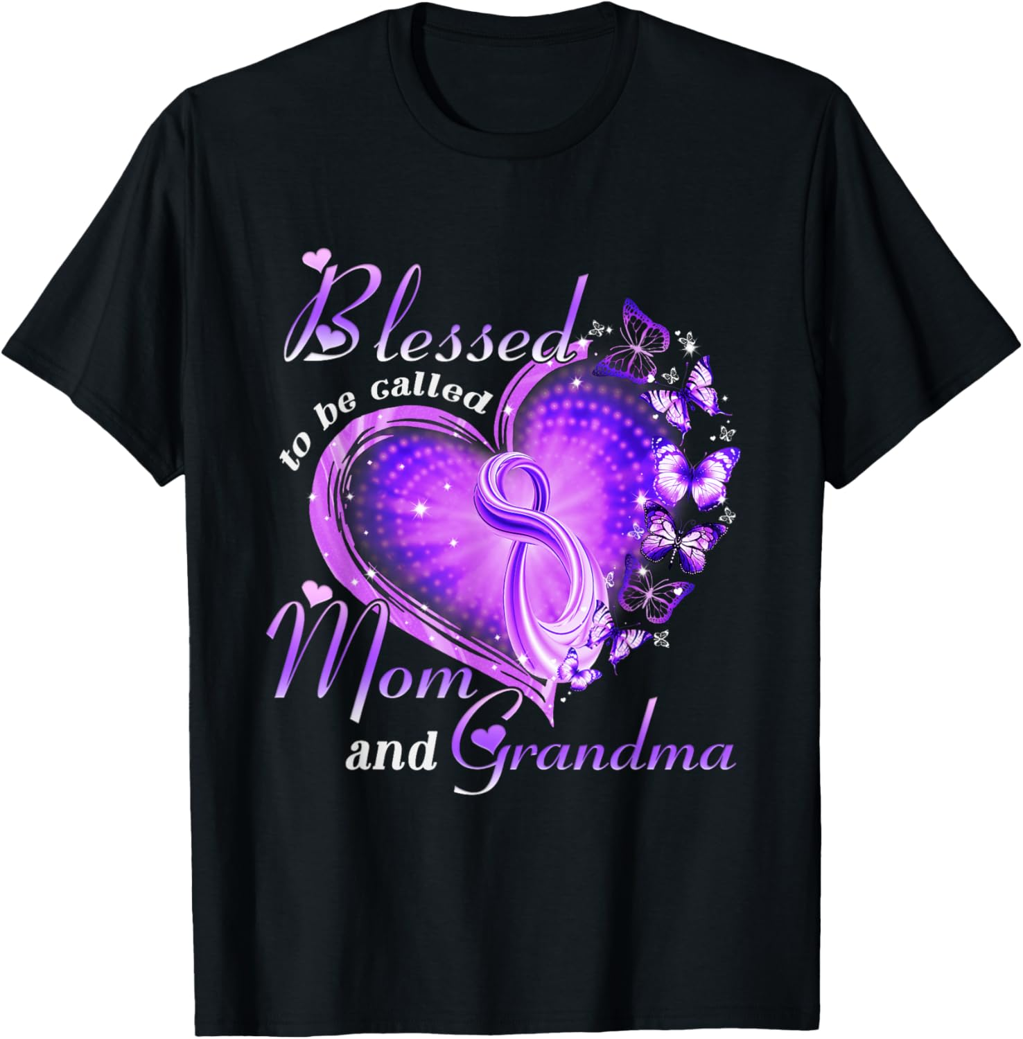 Blessed Mom and Grandma T-shirt | Purple Butterfly Graphic Tee