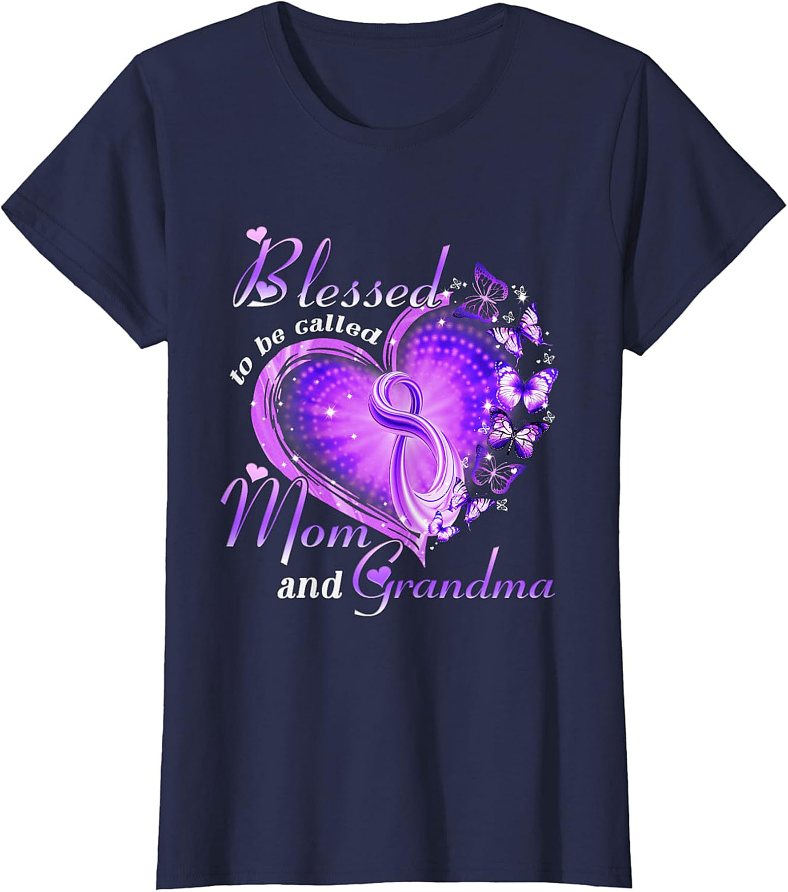 Blessed Mom and Grandma T-shirt | Purple Butterfly Graphic Tee