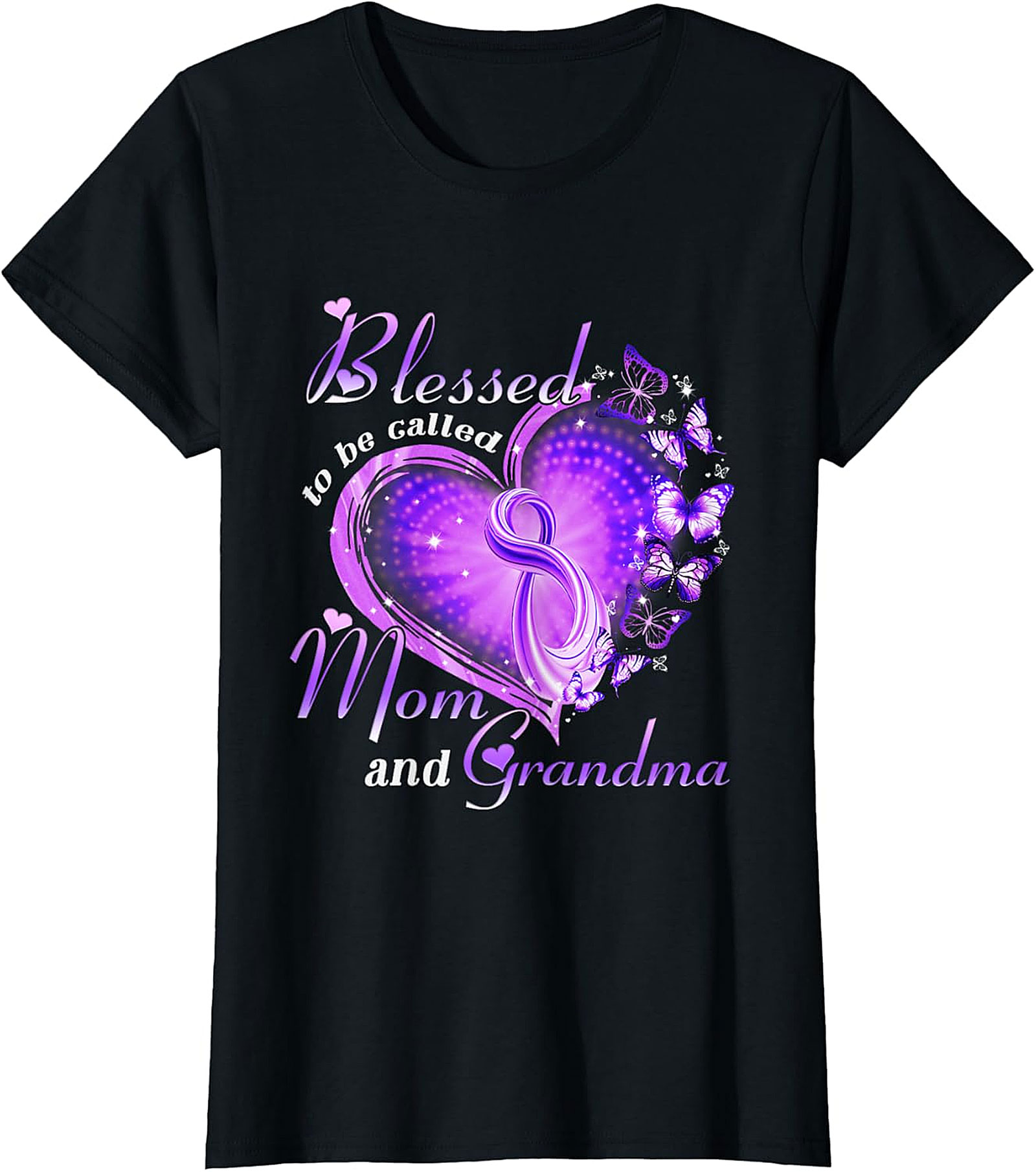 Blessed Mom and Grandma T-shirt | Purple Butterfly Graphic Tee