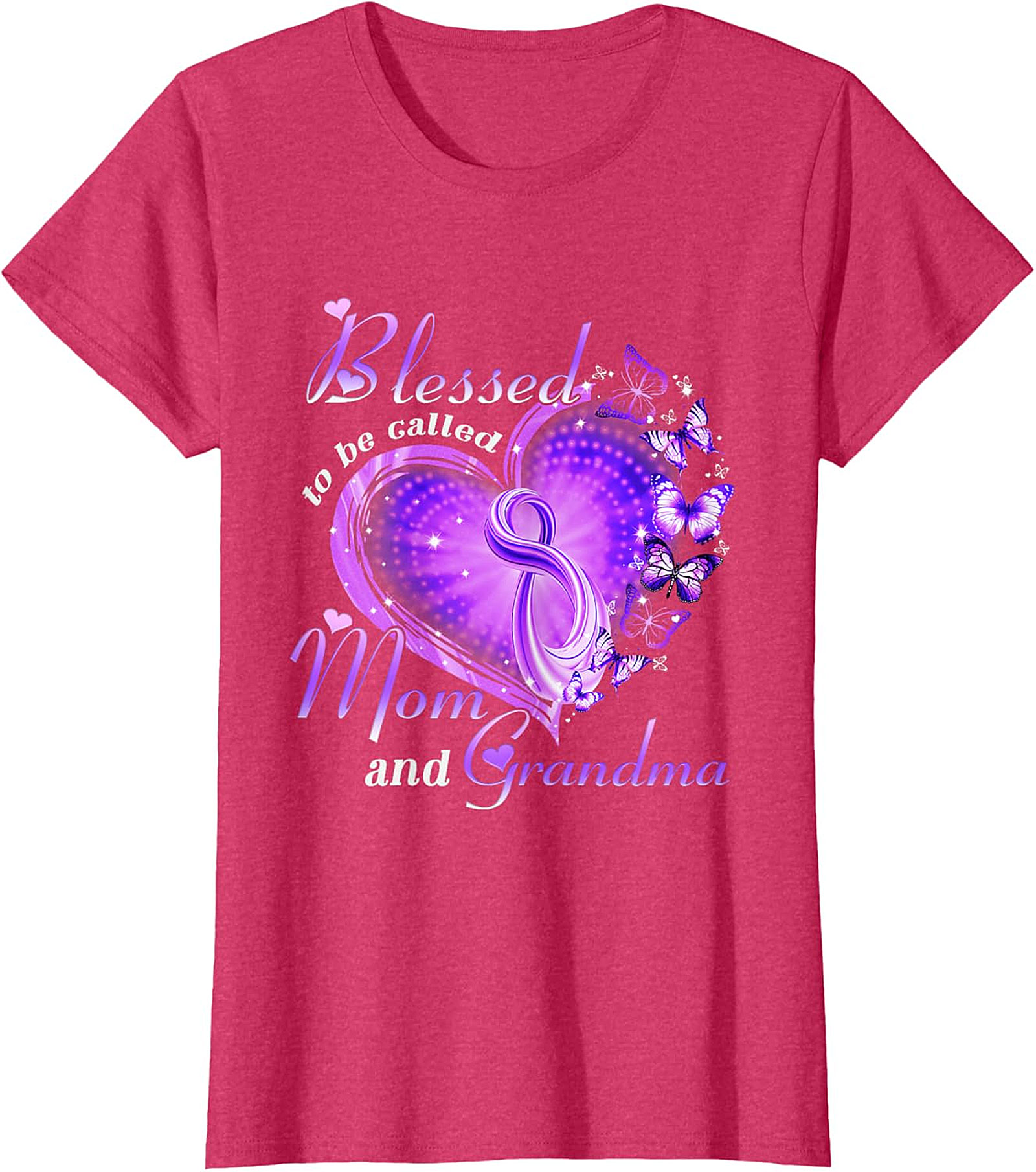 Blessed Mom and Grandma T-shirt | Purple Butterfly Graphic Tee