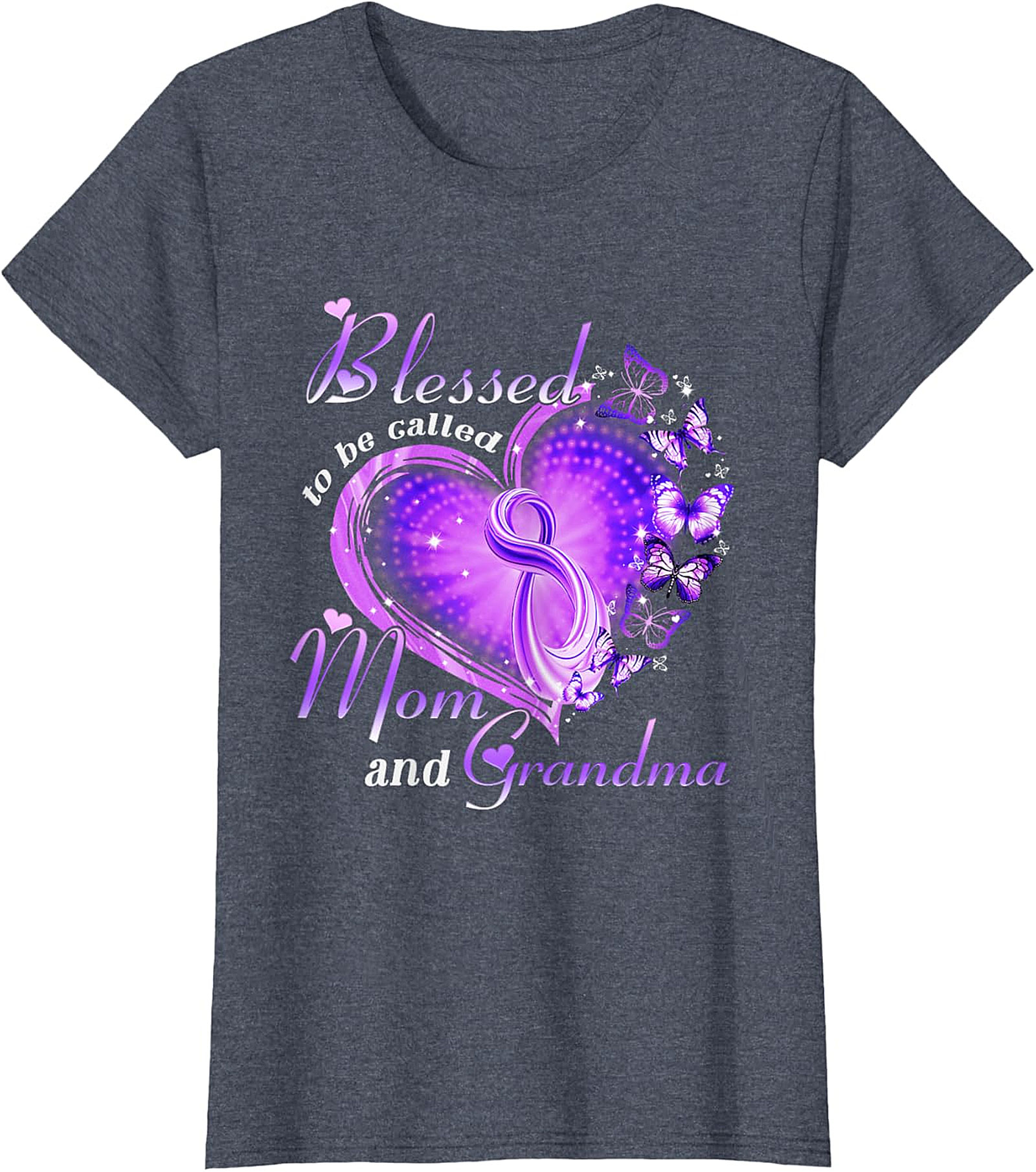 Blessed Mom and Grandma T-shirt | Purple Butterfly Graphic Tee
