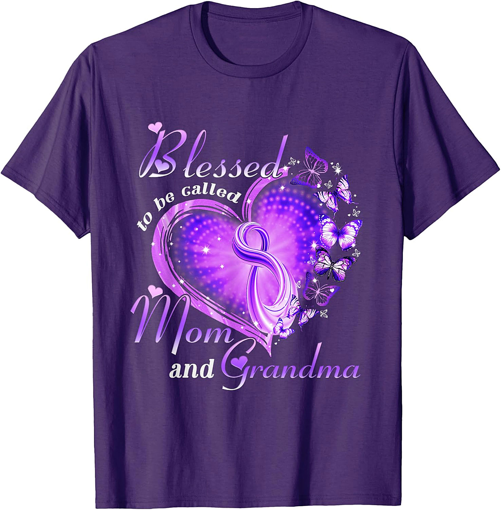 Blessed Mom and Grandma T-shirt | Purple Butterfly Graphic Tee