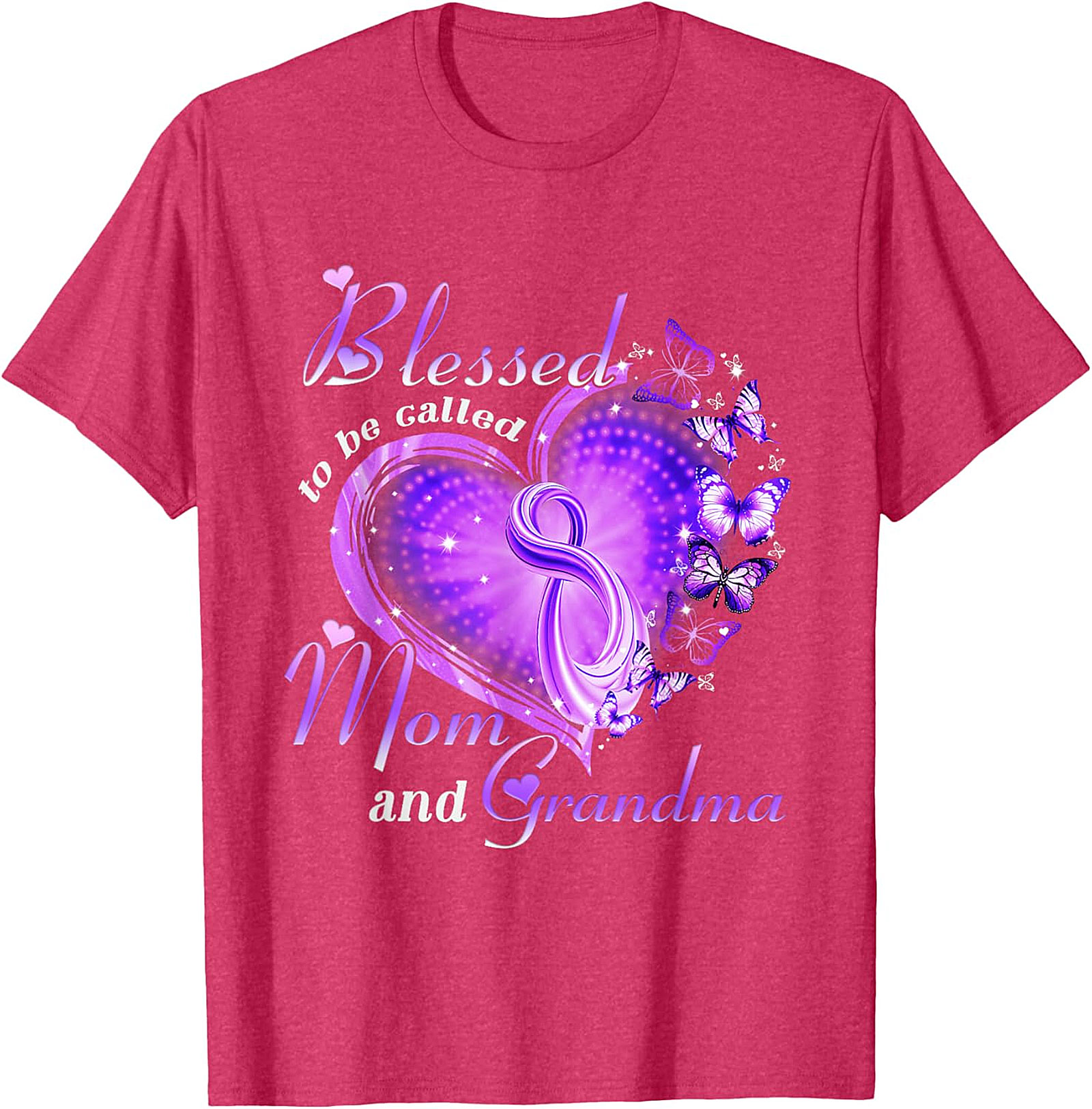 Blessed Mom and Grandma T-shirt | Purple Butterfly Graphic Tee
