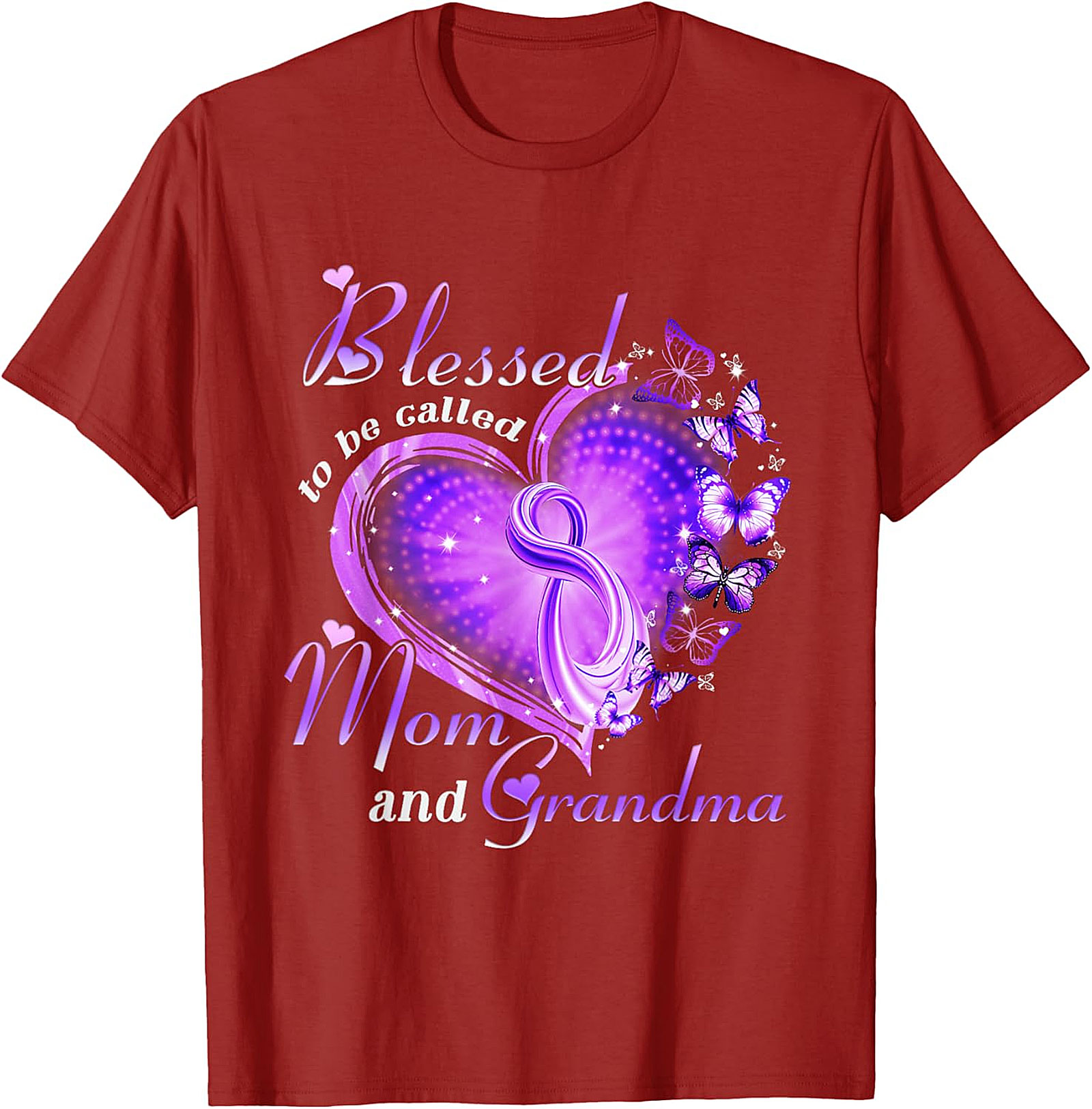 Blessed Mom and Grandma T-shirt | Purple Butterfly Graphic Tee