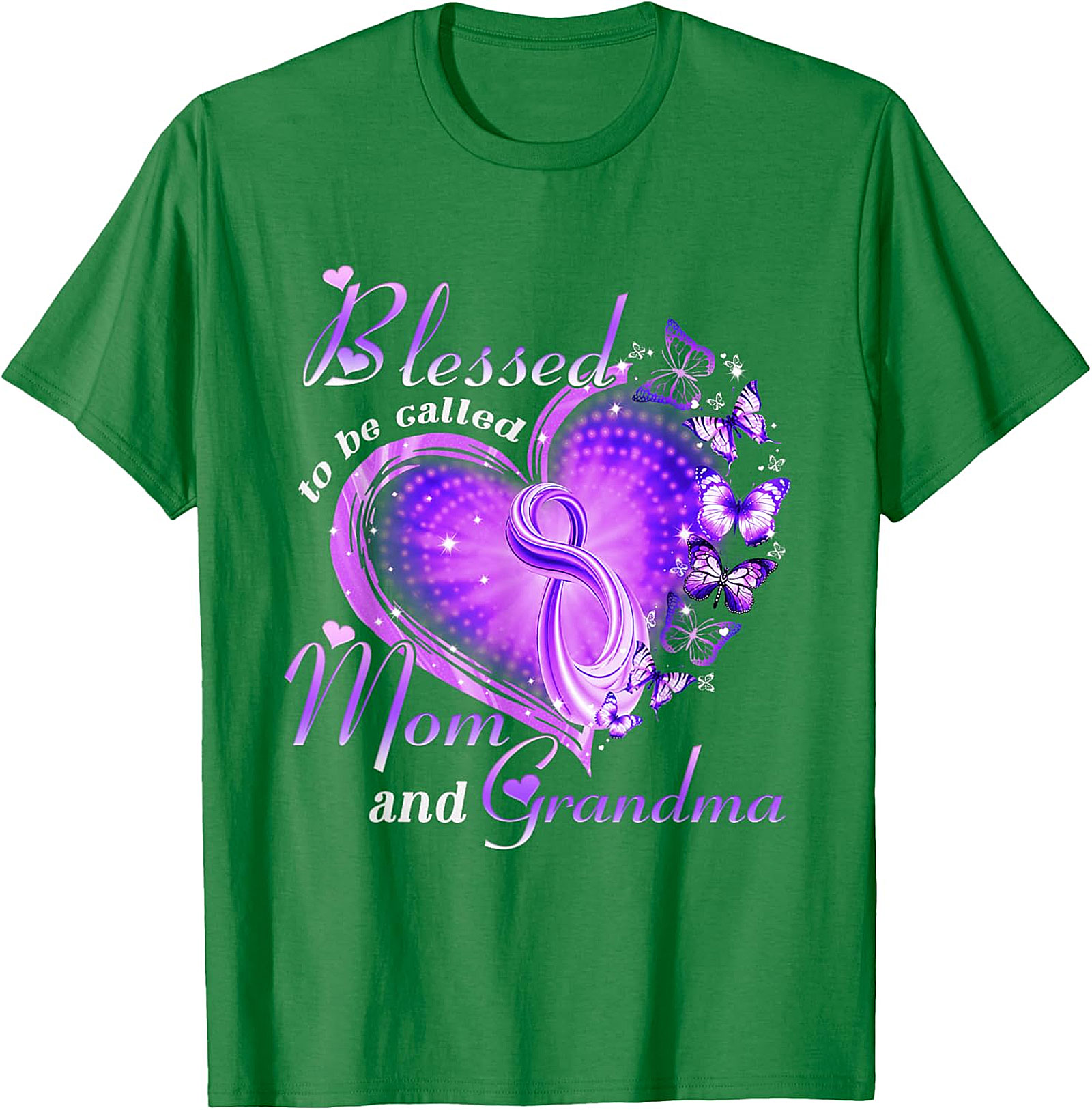 Blessed Mom and Grandma T-shirt | Purple Butterfly Graphic Tee