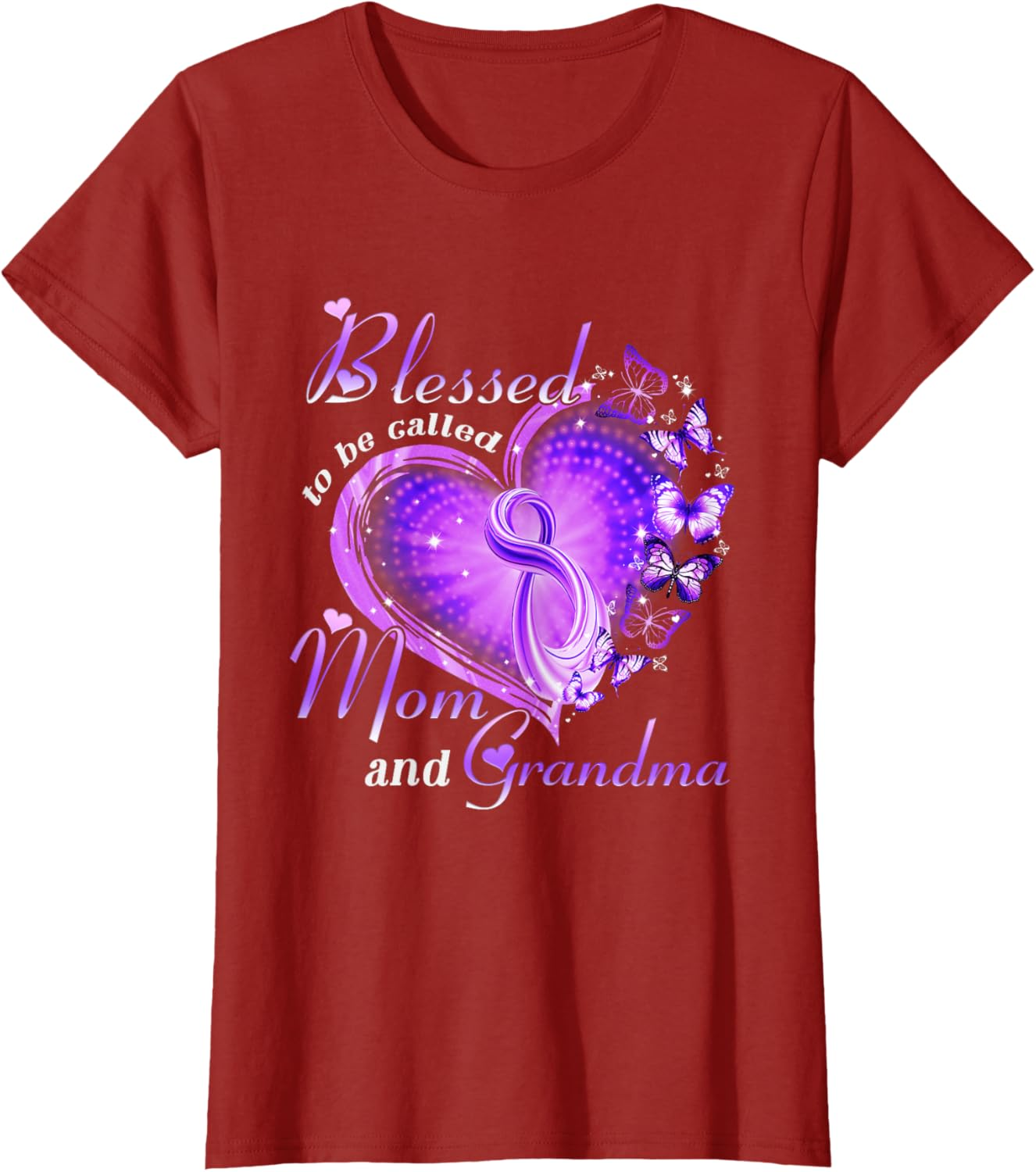 Blessed Mom and Grandma T-shirt | Purple Butterfly Graphic Tee