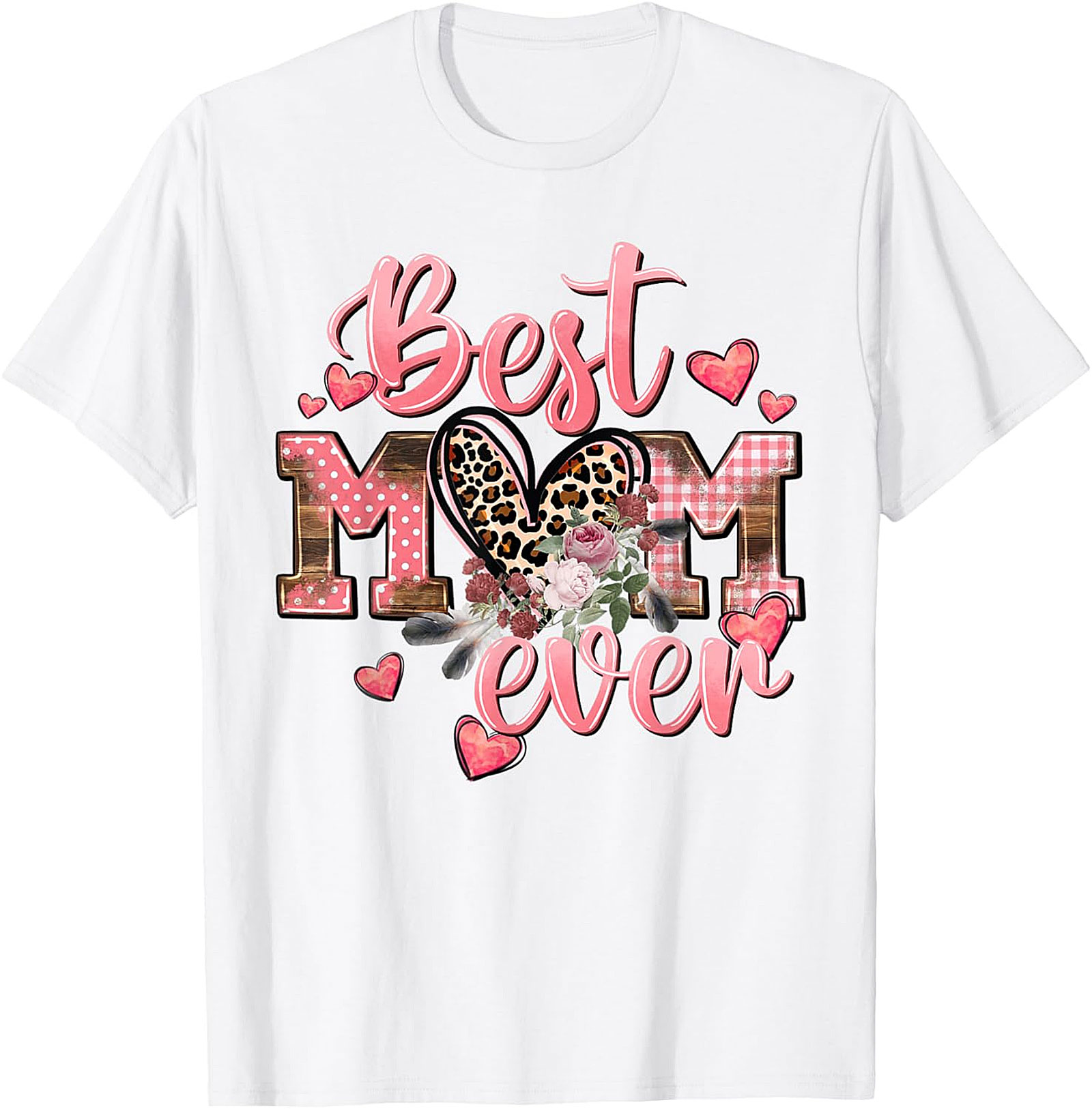 Best Mom Ever Graphic Tee Leopard & Floral Mom Shirt