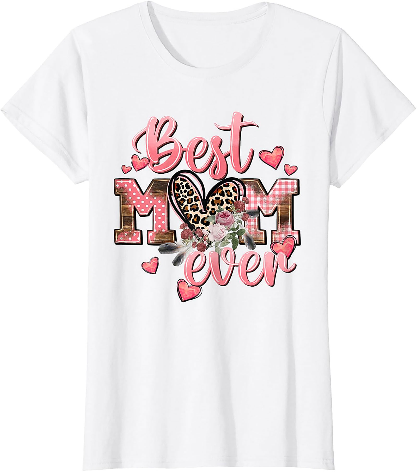Best Mom Ever Graphic Tee Leopard & Floral Mom Shirt