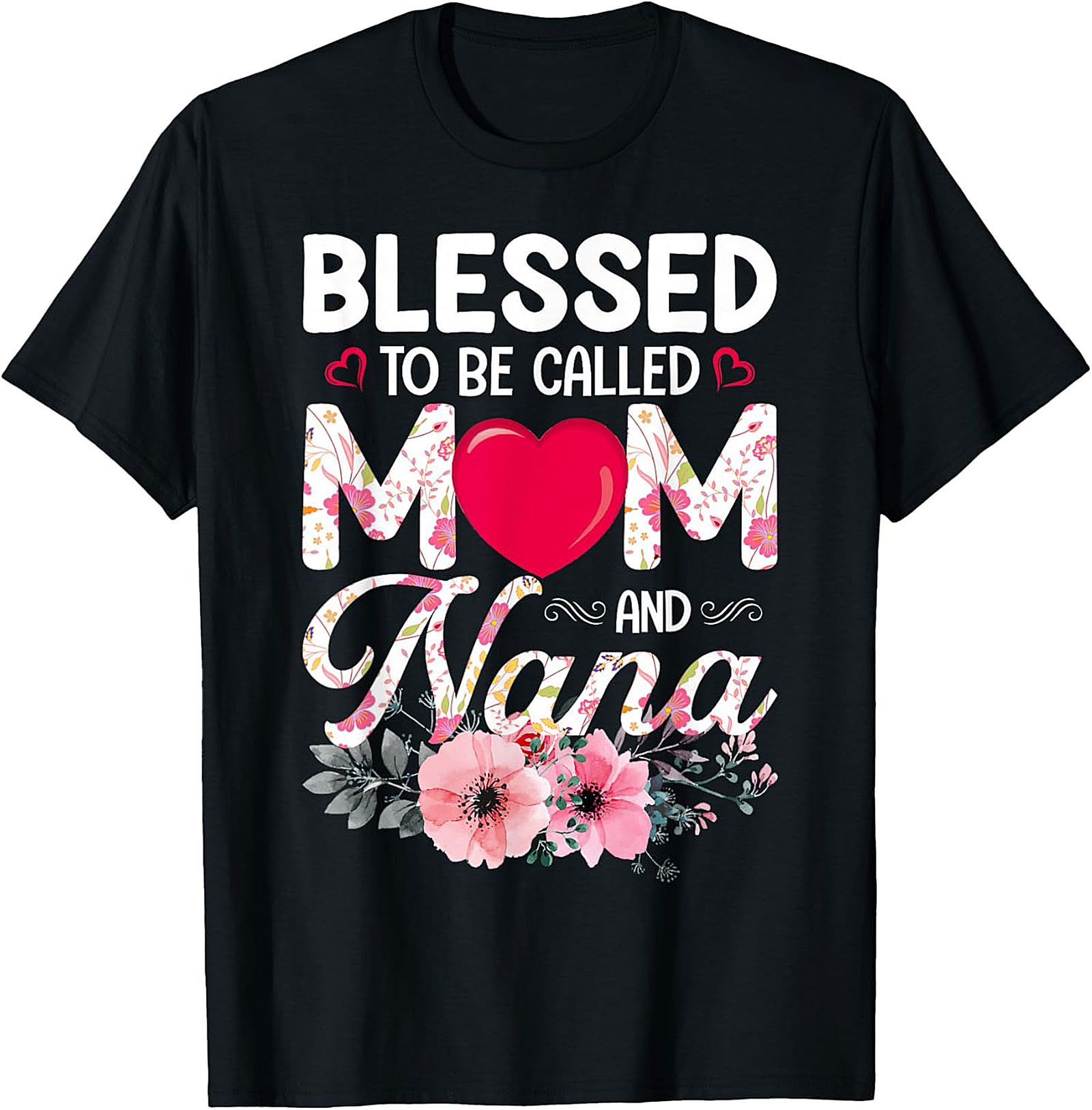 Blessed Mom and Nana T-Shirt | Soft Floral Graphic Tee