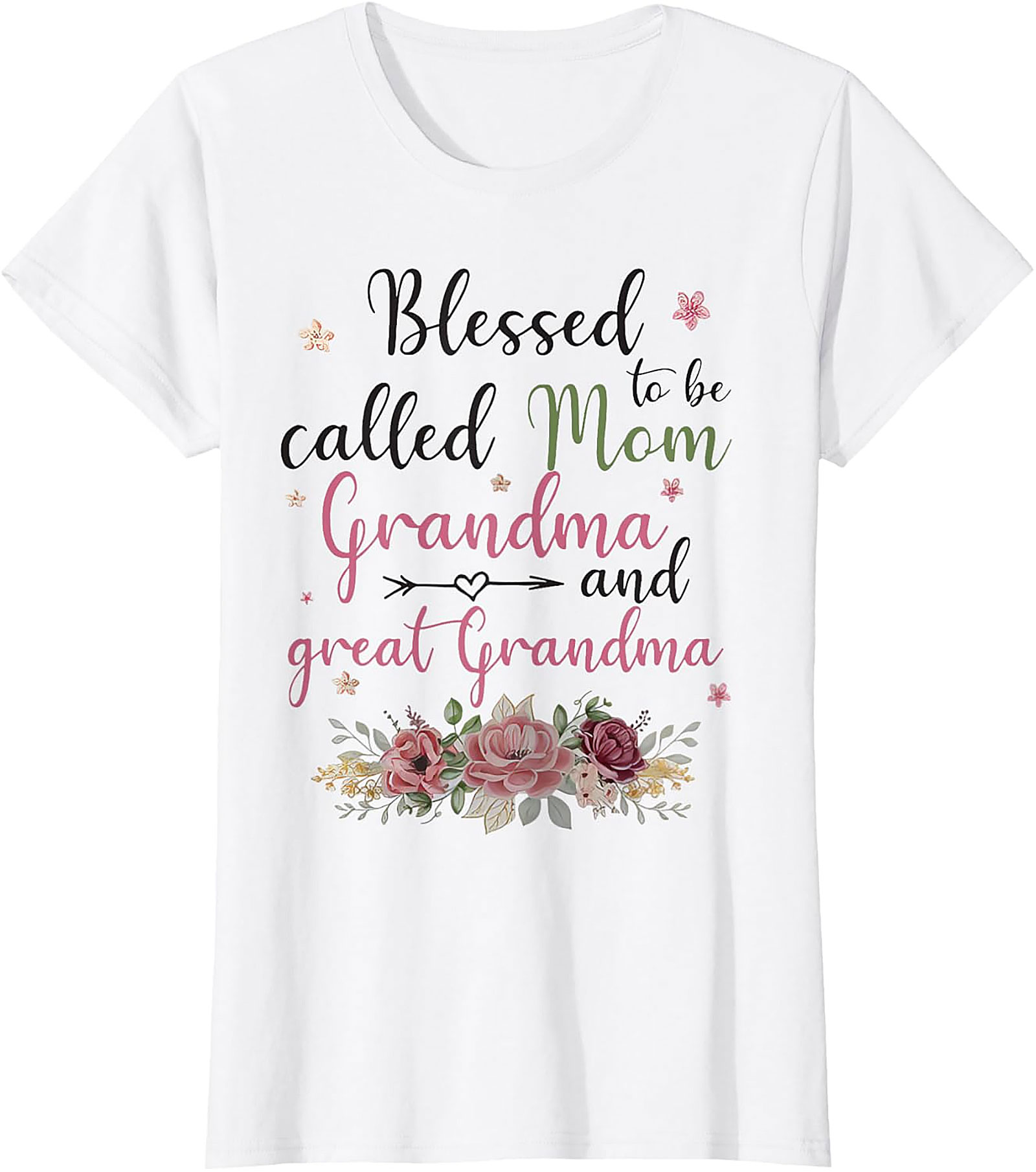 Blessed Mom Grandma Great Grandma T-Shirt | Floral Gift Tee