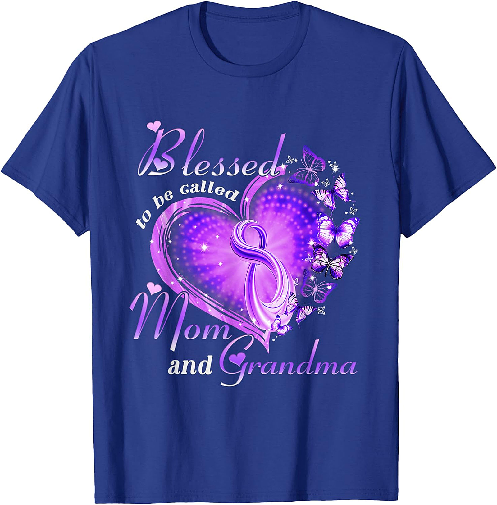 Blessed Mom and Grandma T-shirt | Purple Butterfly Heart Tee