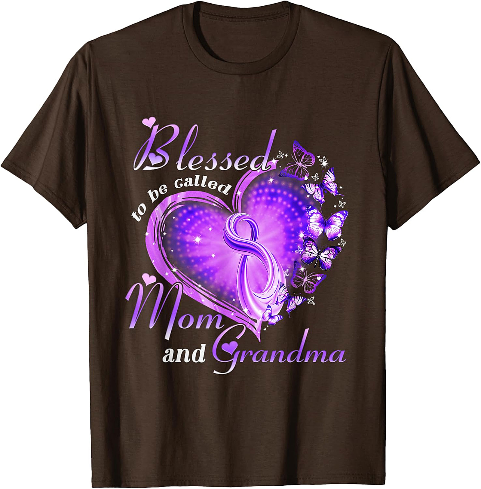 Blessed Mom and Grandma T-shirt | Purple Butterfly Heart Tee